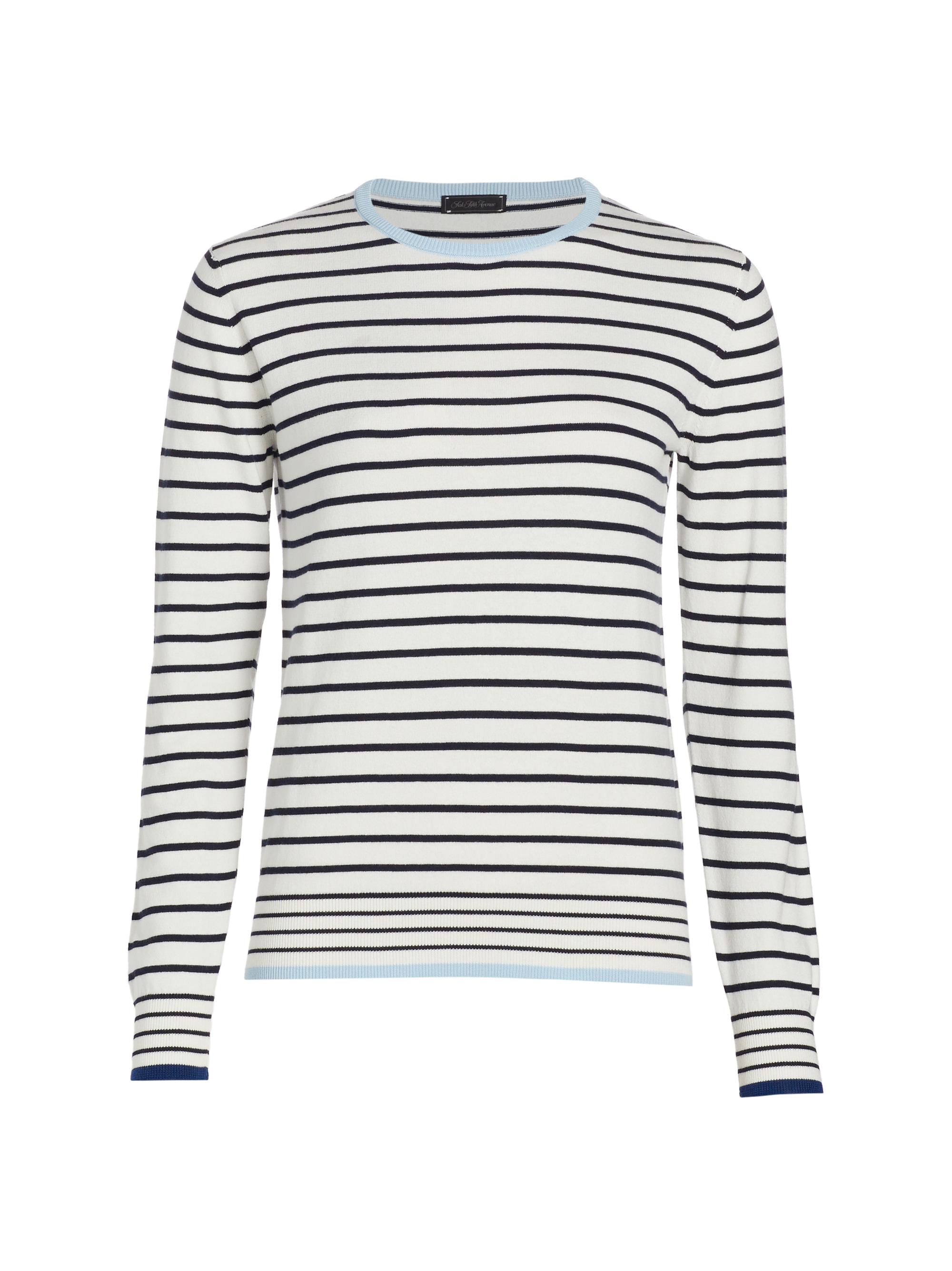 Saks Fifth Avenue Women's Striped Crewneck Sweater - Egret