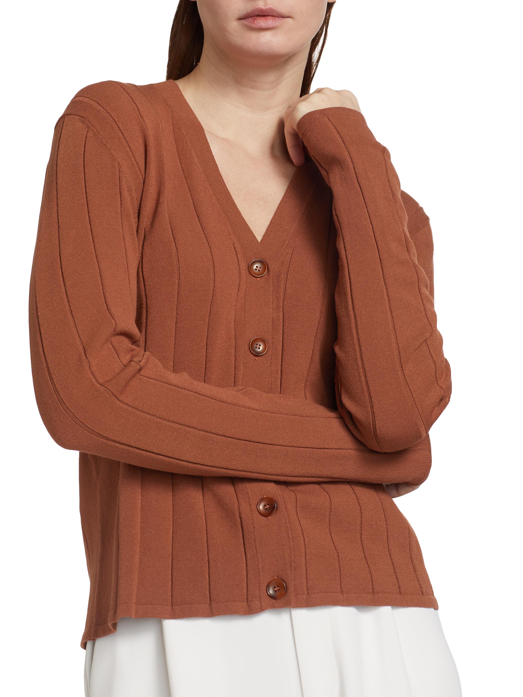 Saks Fifth Avenue Rib-Knit V-Neck Cardigan | Saks Fifth Avenue