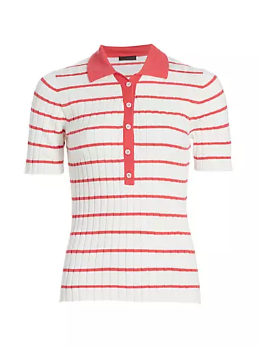 Striped Cotton-Blend Knit Polo Shirt