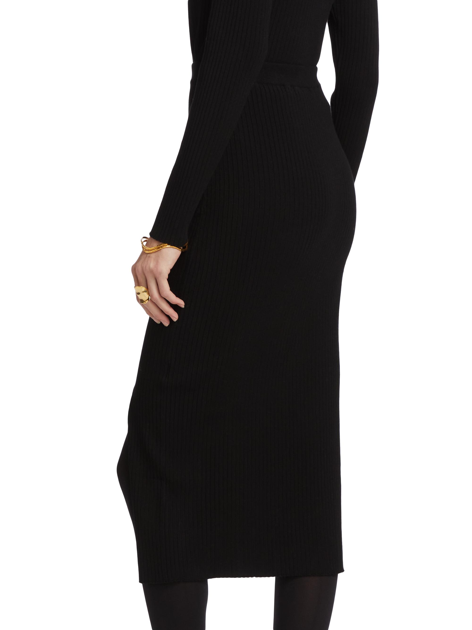 ruffle hem rib knit dress HATCH Collection The Celia Dress in White main image 1