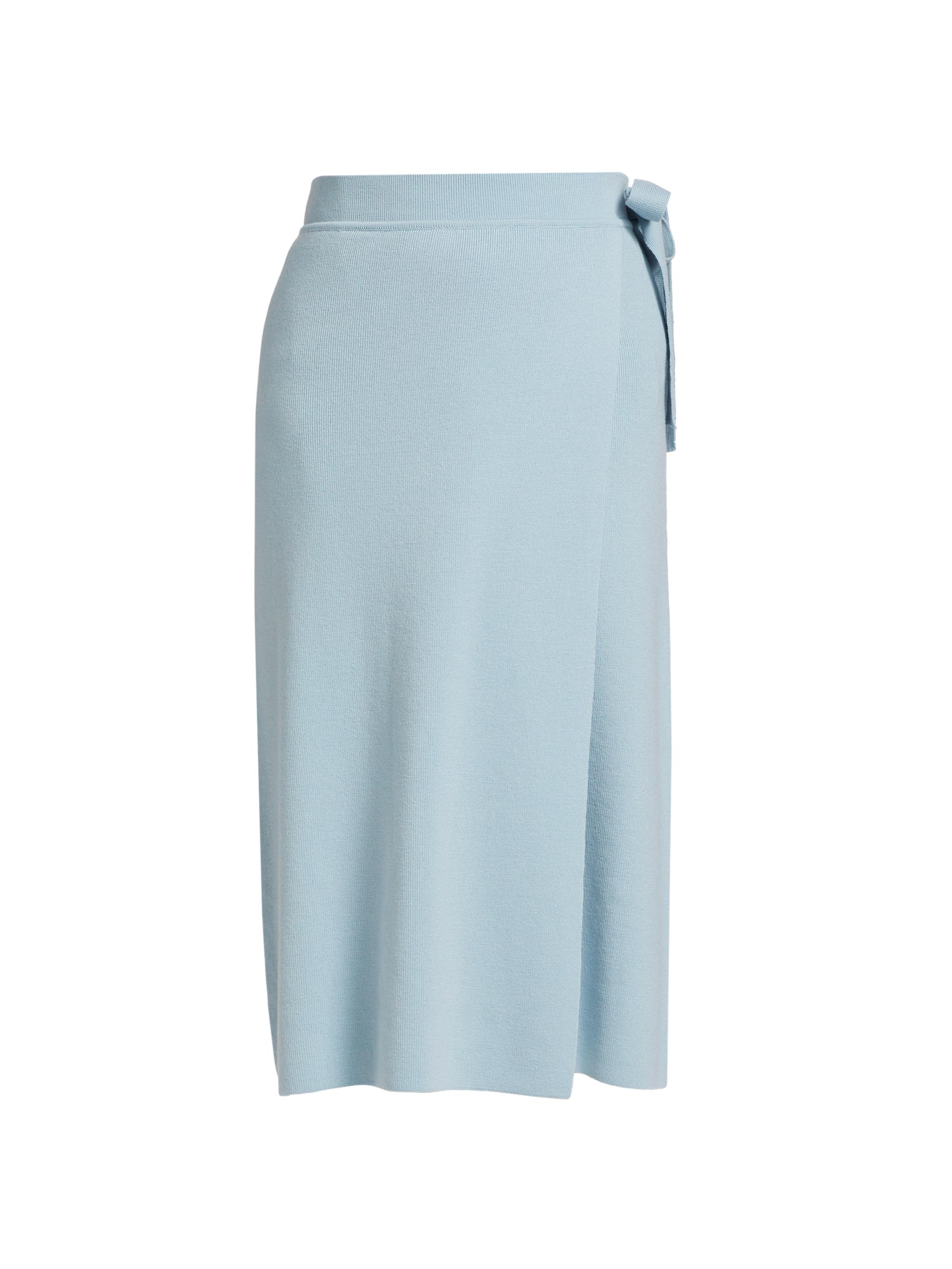 Saks Fifth Avenue Women's Wrap Wool Midi-Skirt - Clear Sky