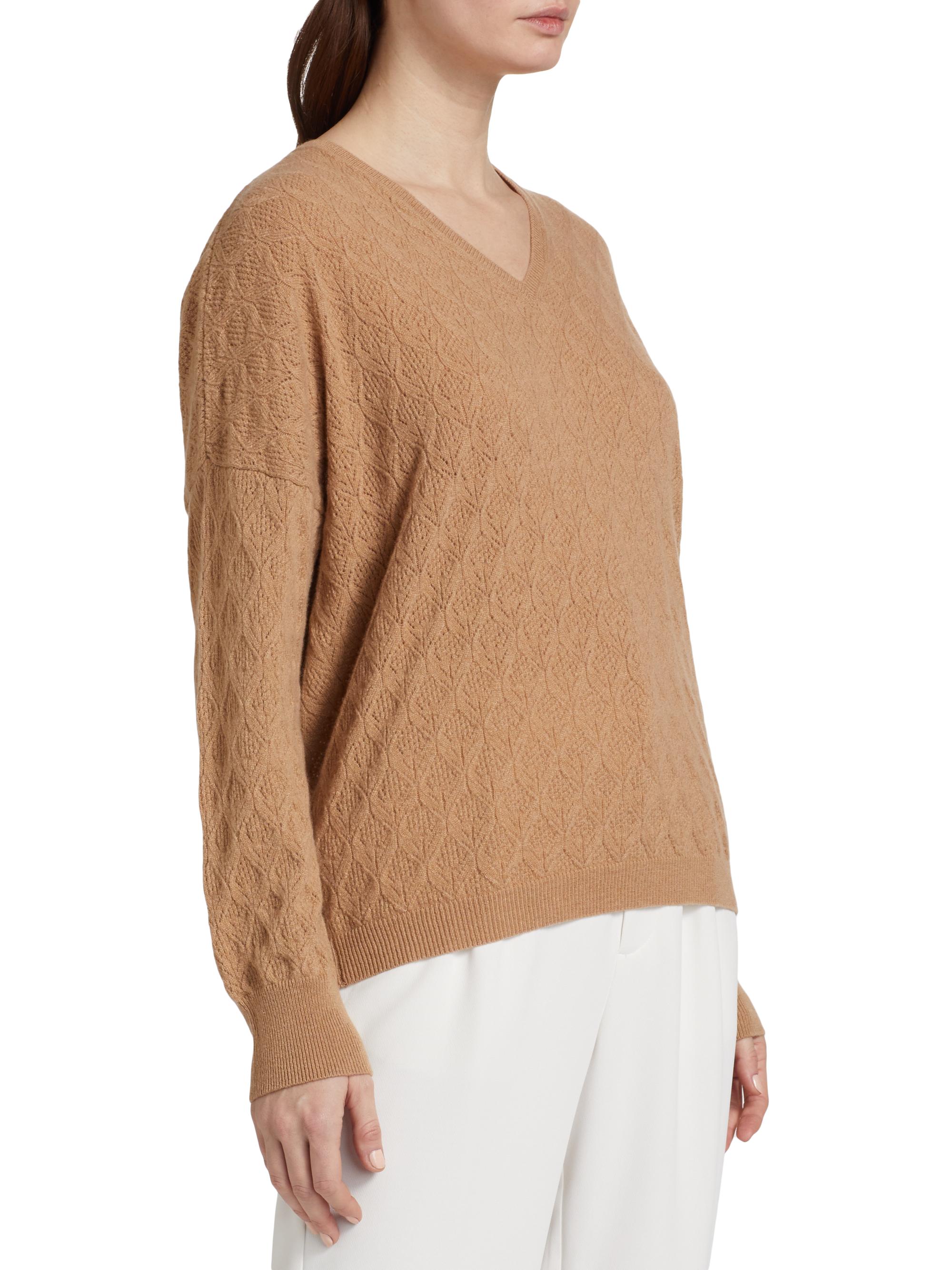 Saks Fifth Avenue COLLECTION Pointelle V-Neck Cashmere Sweater