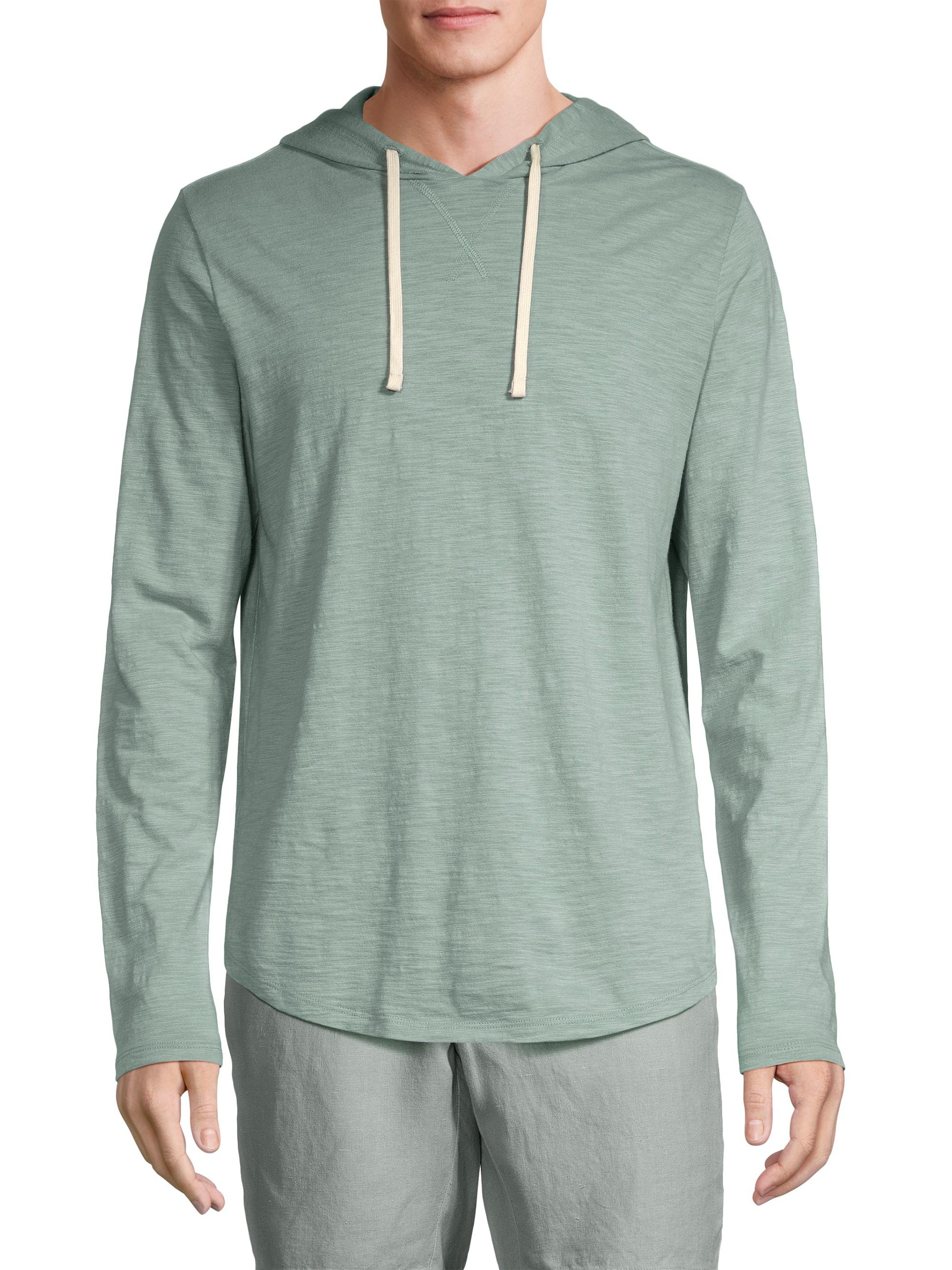Vince Men's Slub Cotton Hoodie - Ceramic Blue - side view in Ceramic blue