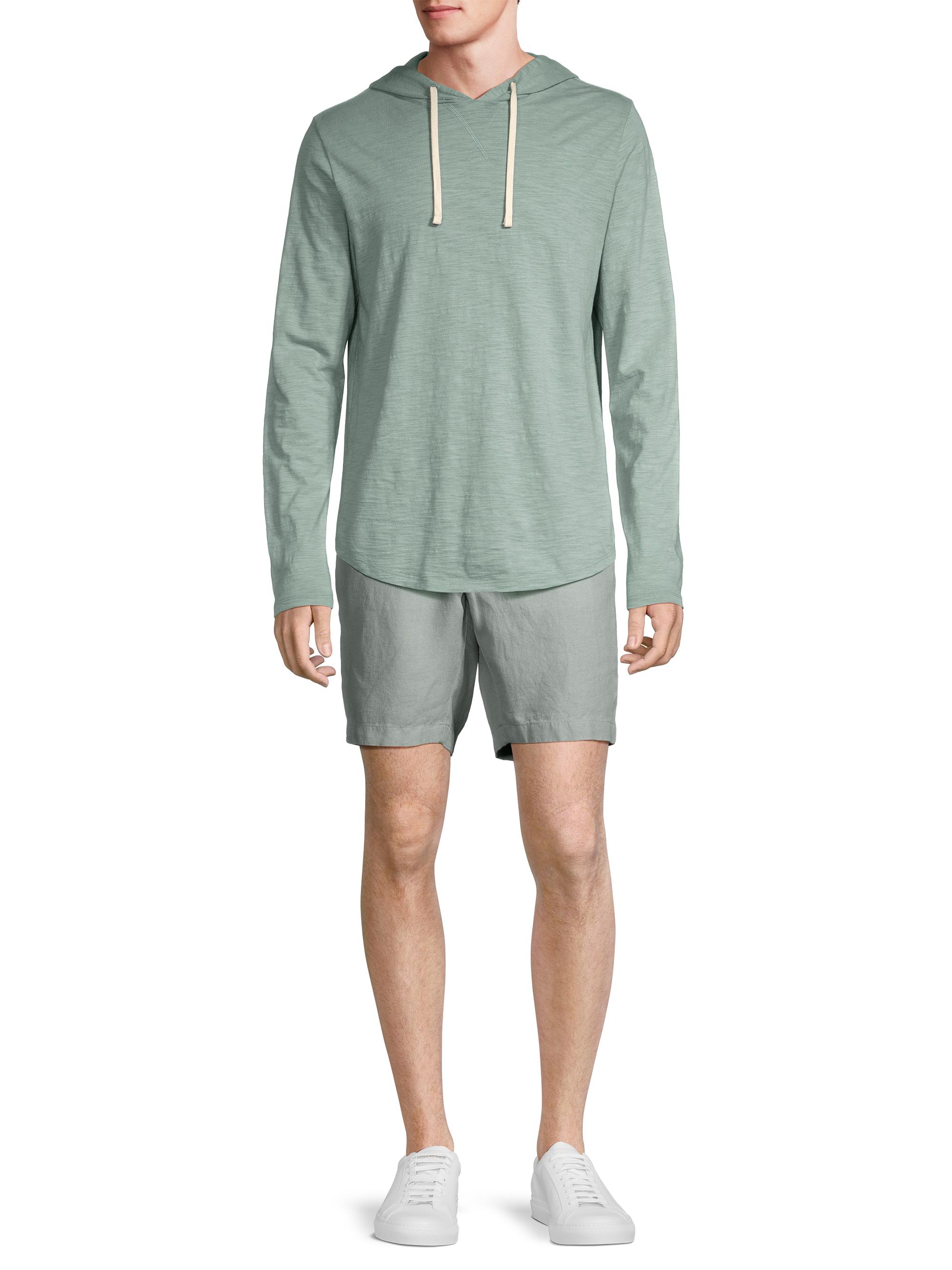 Vince Men's Slub Cotton Hoodie - Ceramic Blue - back view in Ceramic blue