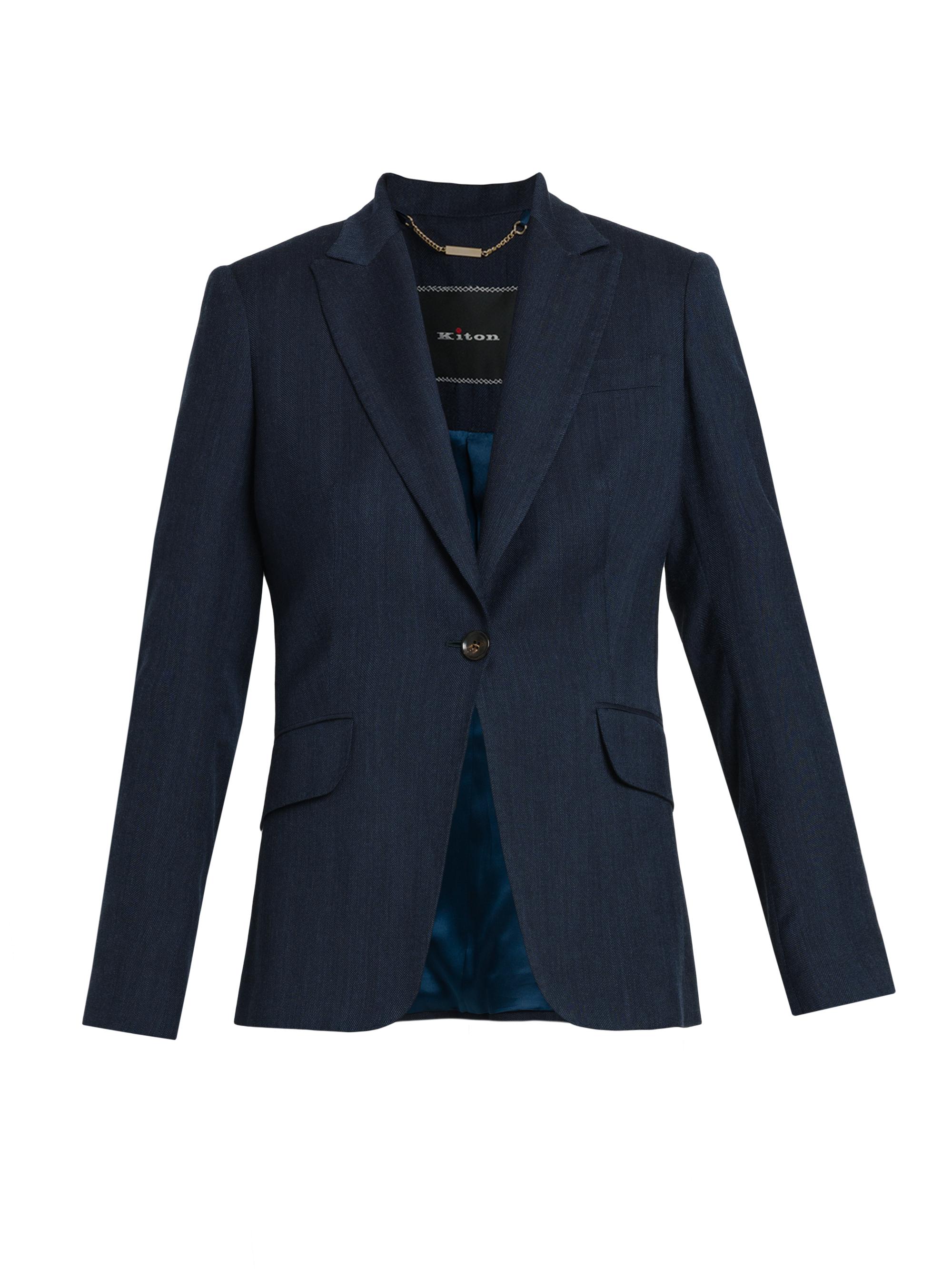Kiton Women's Single-Breasted Wool Blazer - Navy