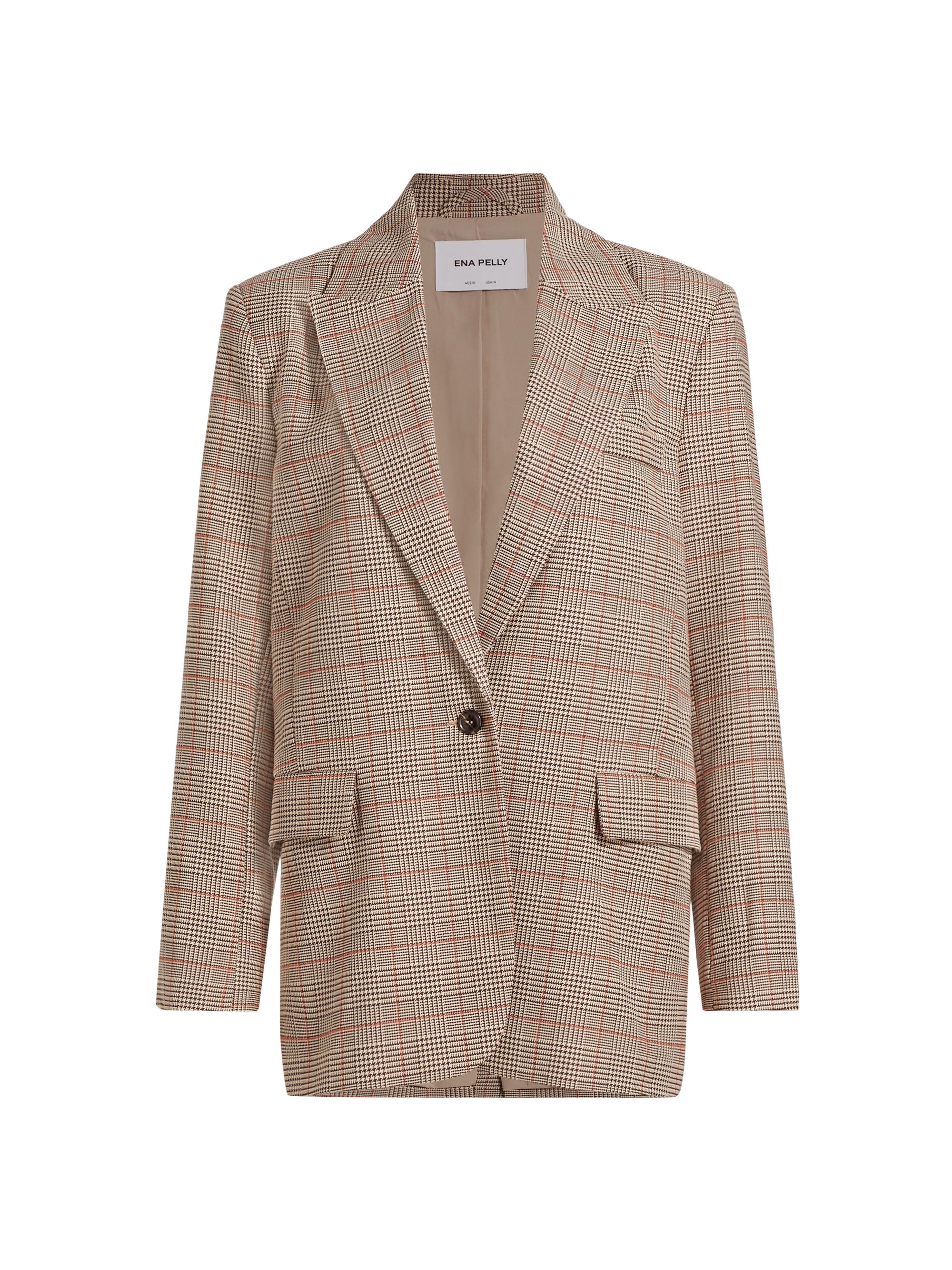 Ena Pelly Women's Elena Plaid Boyfriend Blazer - Mini Check