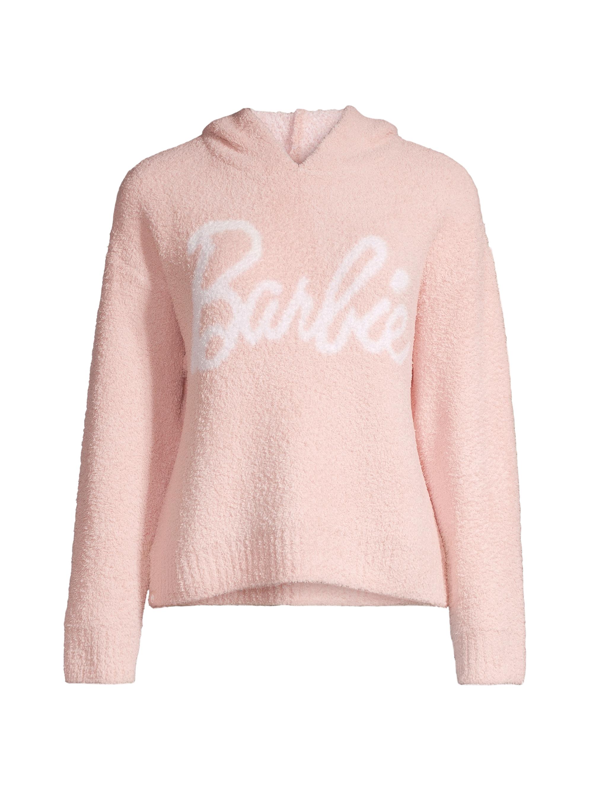 Barefoot Dreams Women's CozyChic Barbie Limited Edition Logo Sweater Hoodie - Dusty Rose White