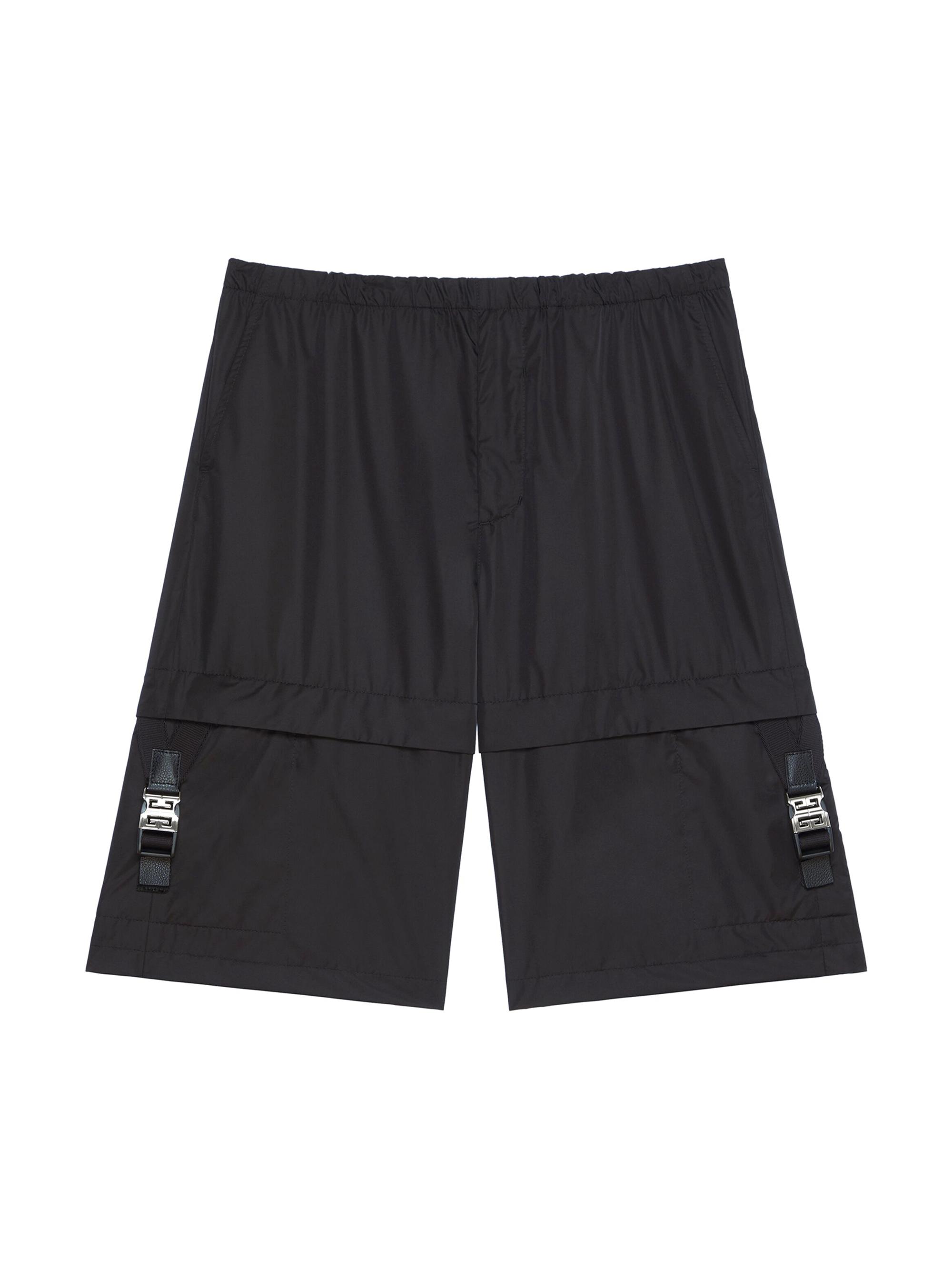 Givenchy Men's Cargo Bermuda Shorts In Technical Fabric With Buckles - Black