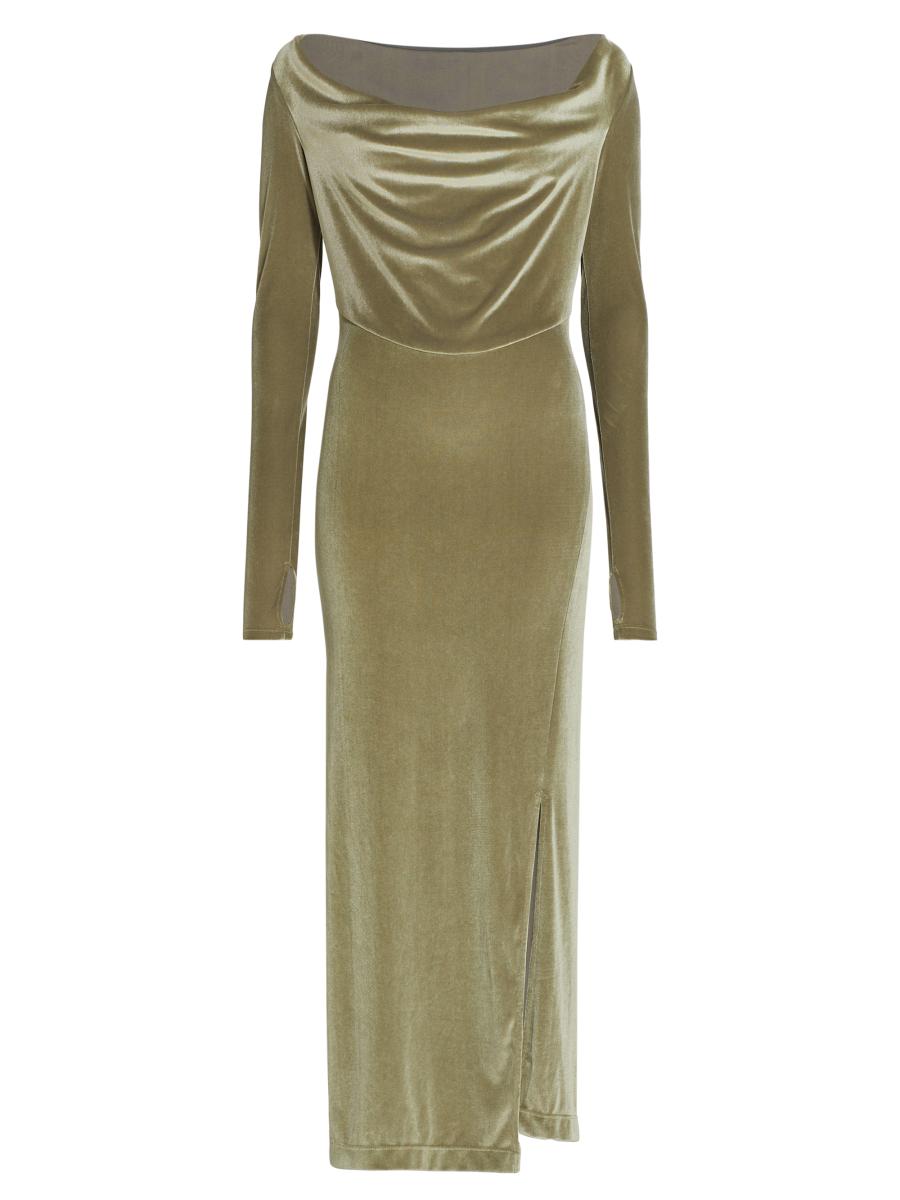 Helmut Lang Draped Velvet Maxi Dress | Saks Fifth Avenue