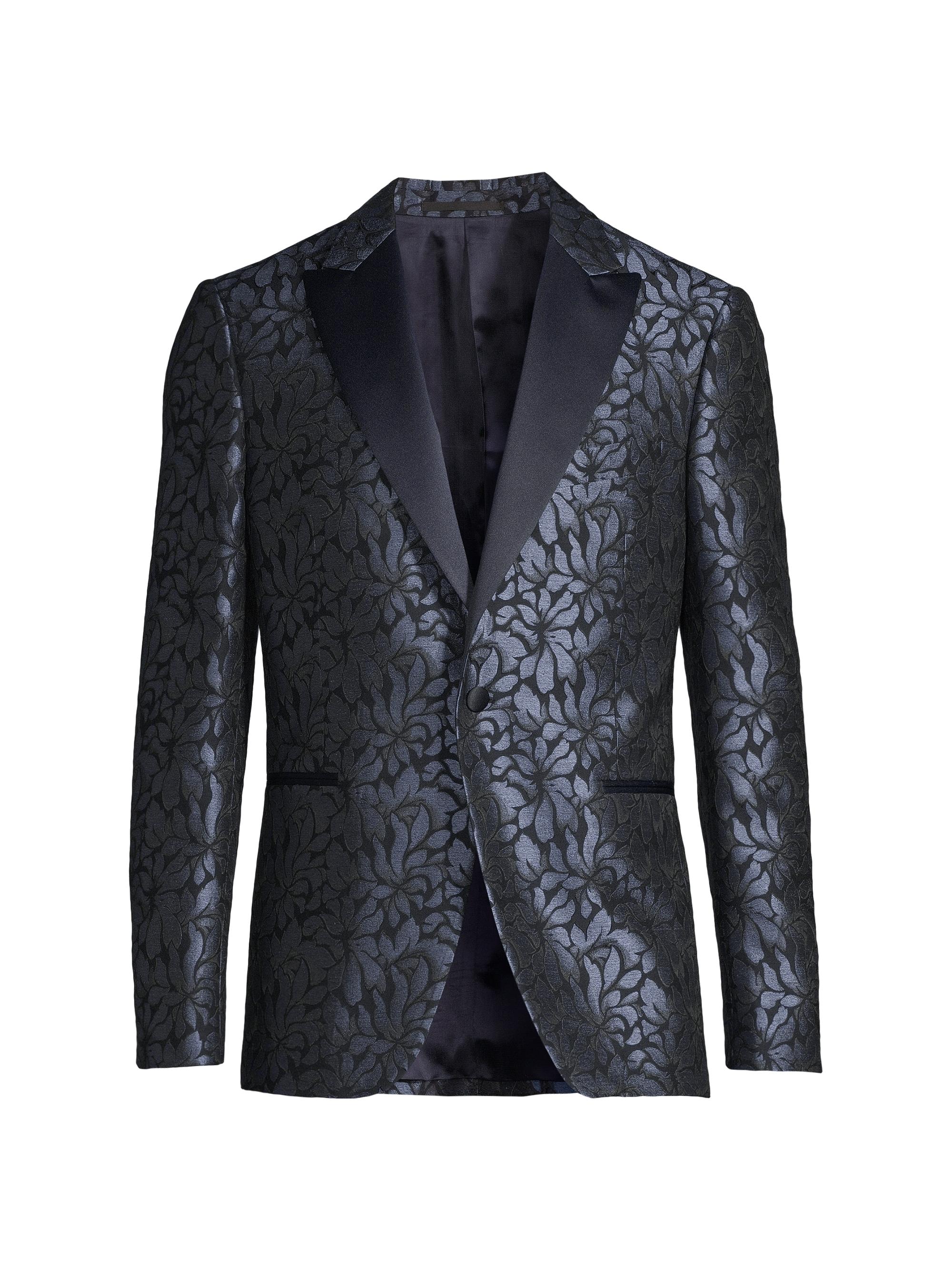Pal Zileri Men's Cerimonia Floral Silk-Wool Brocade One-Button Dinner Jacket - Ocean Blue