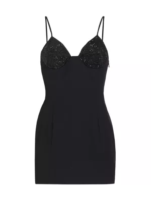 Shop Area Crystal Embellished Cup Minidress | Saks Fifth Avenue