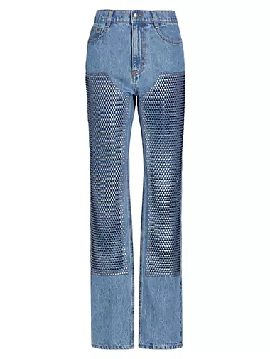 Crystal Embellished Straight-Leg Jeans
