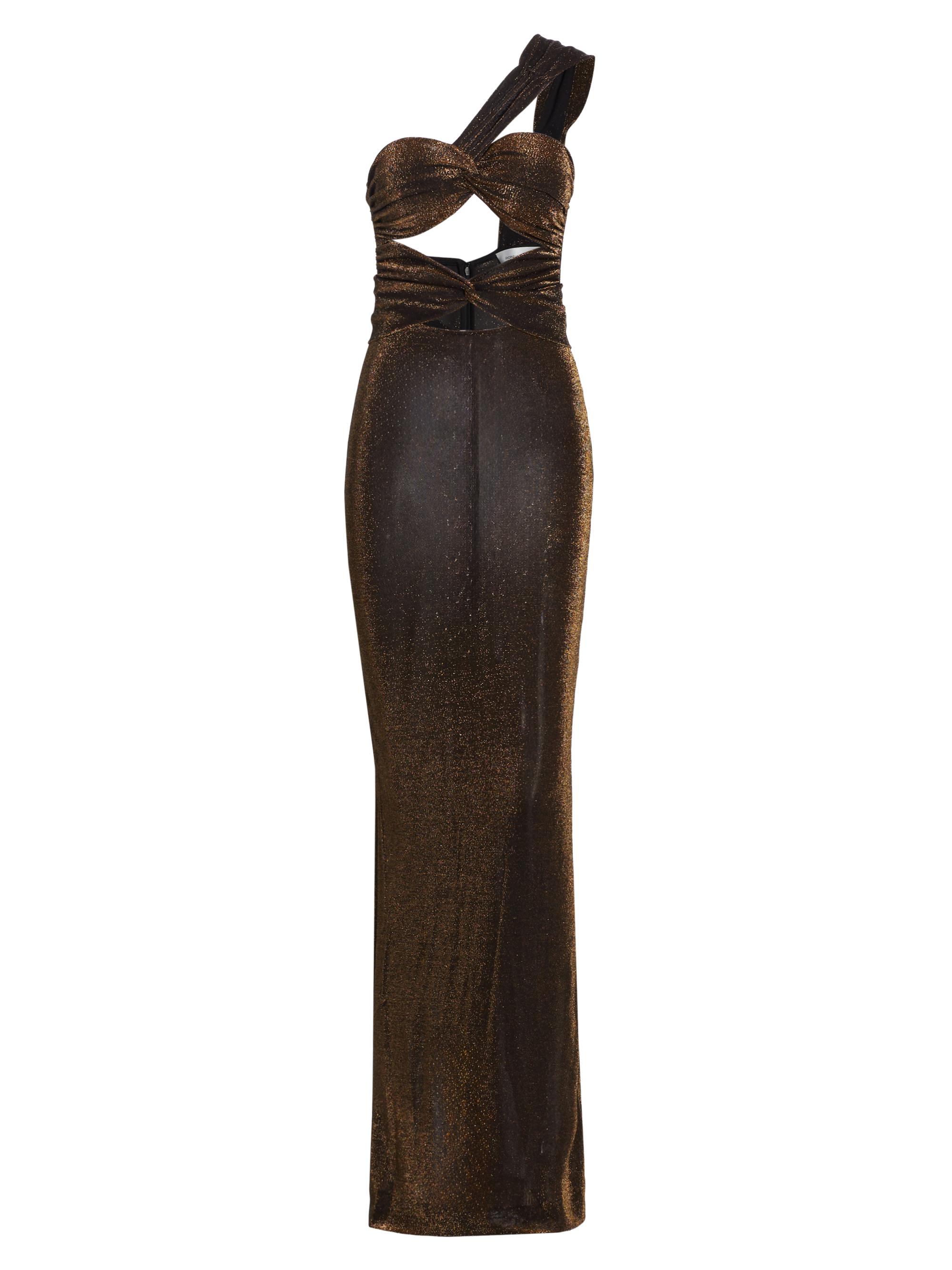 Ronny Kobo Women's Abel Shimmer Cut-Out Gown - Bronze