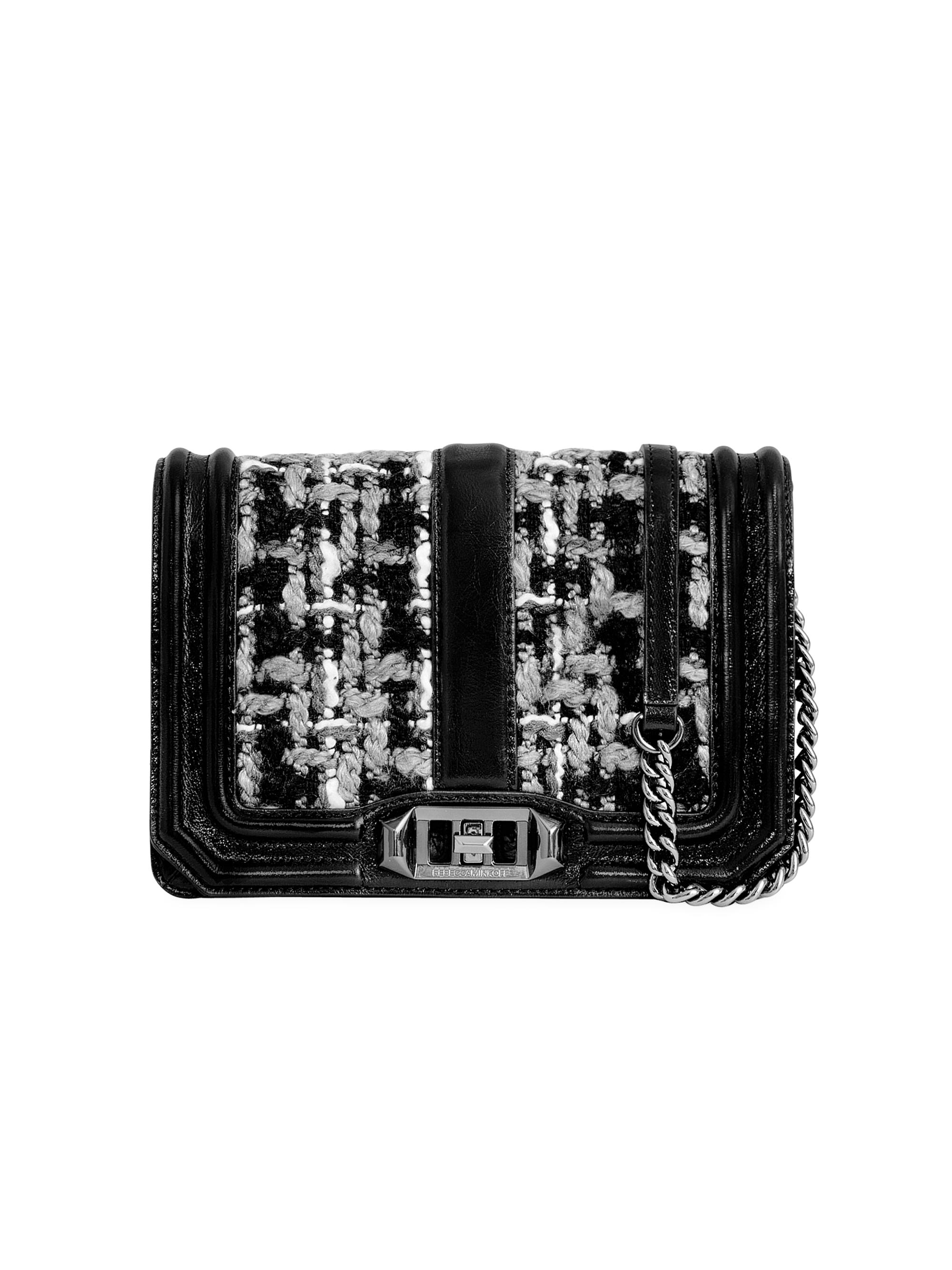 Rebecca Minkoff Women's  Love Tweed & Leather Crossbody Bag - Black