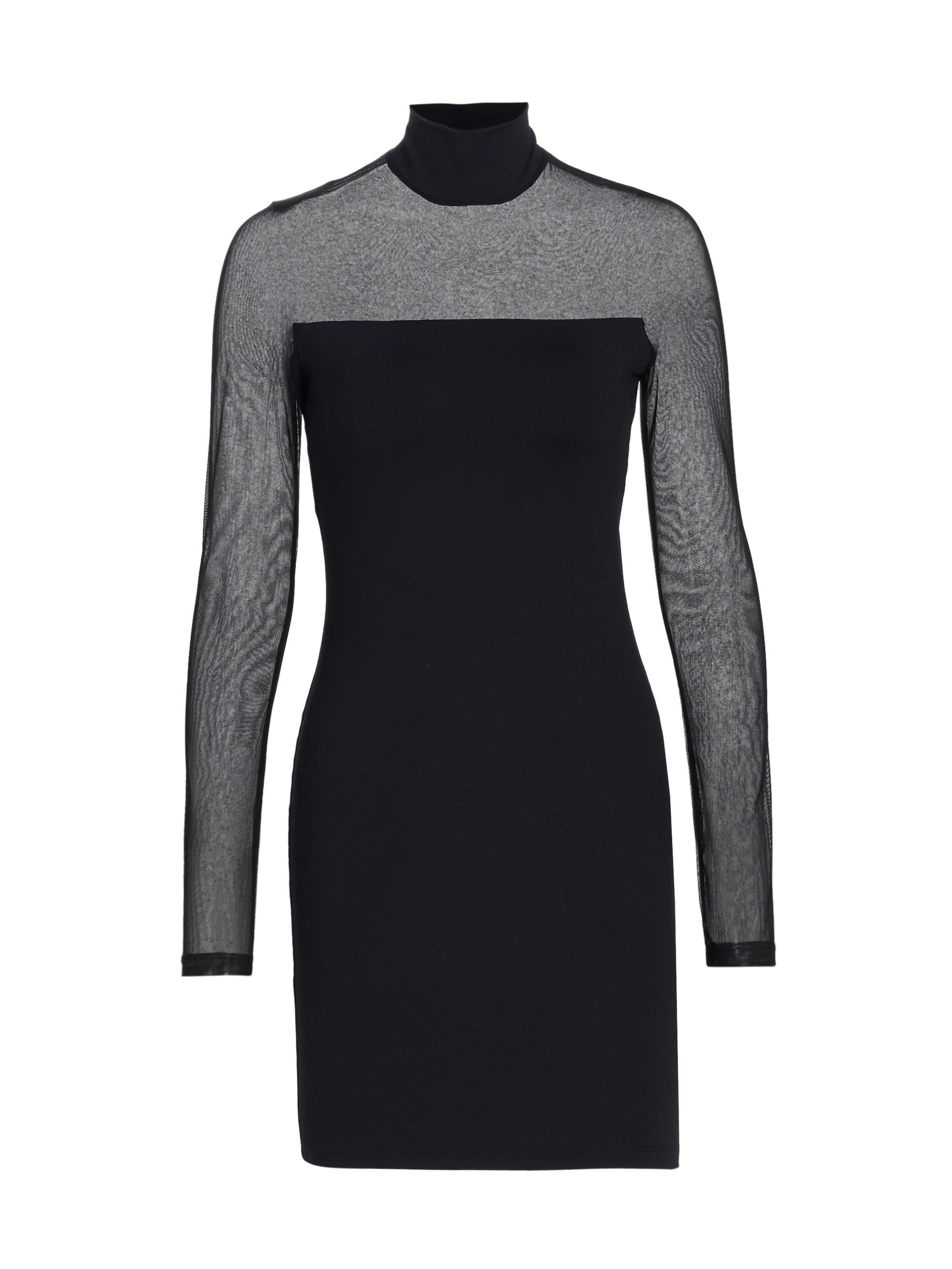 susana monaco Women's Mesh Long-Sleeve Minidress - Black