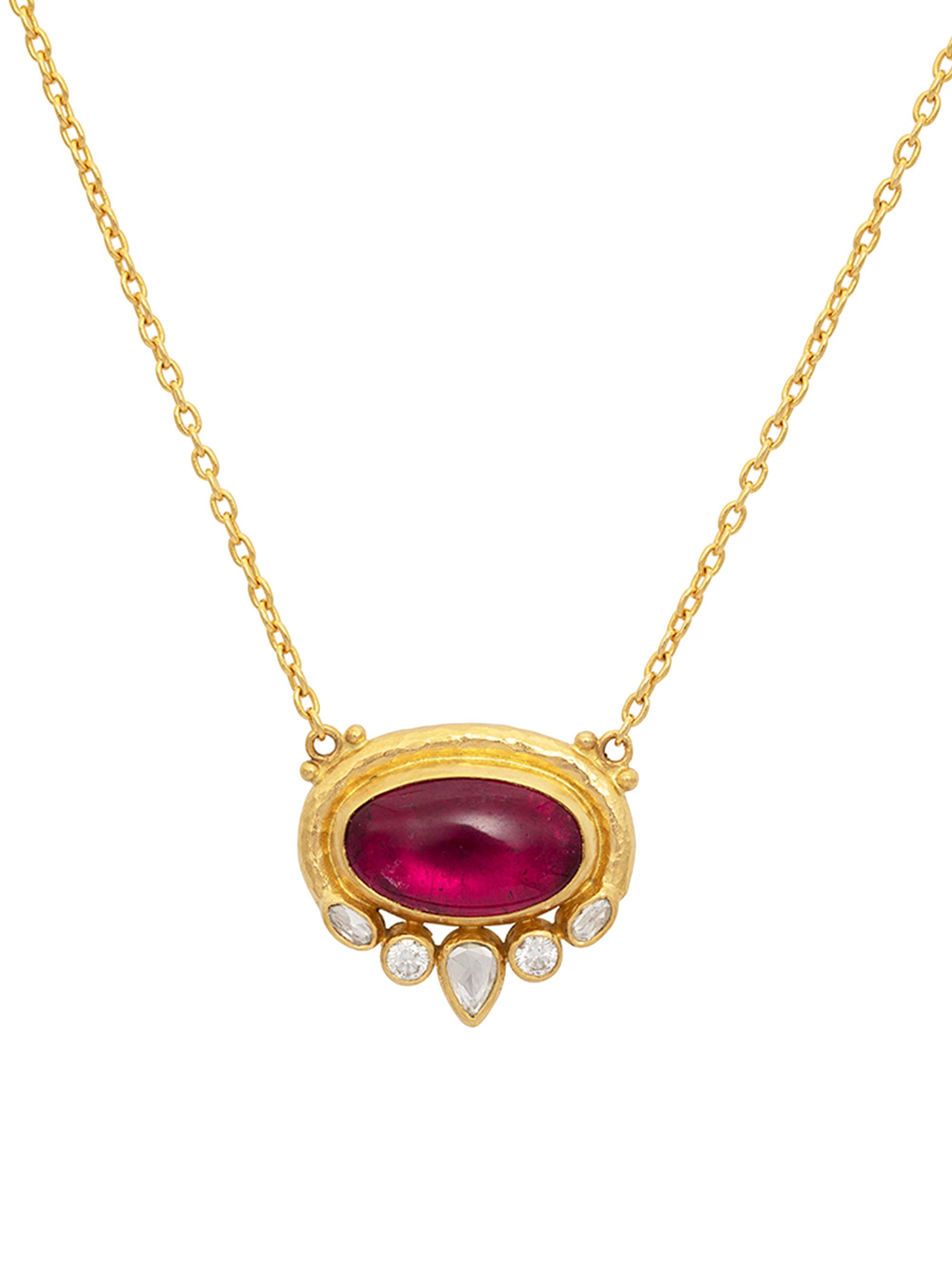 Gurhan Women's Muse Ooak 24K & 22K Gold, Pink Tourmaline & 0.53 TCW Diamond Pendant Necklace - Gold
