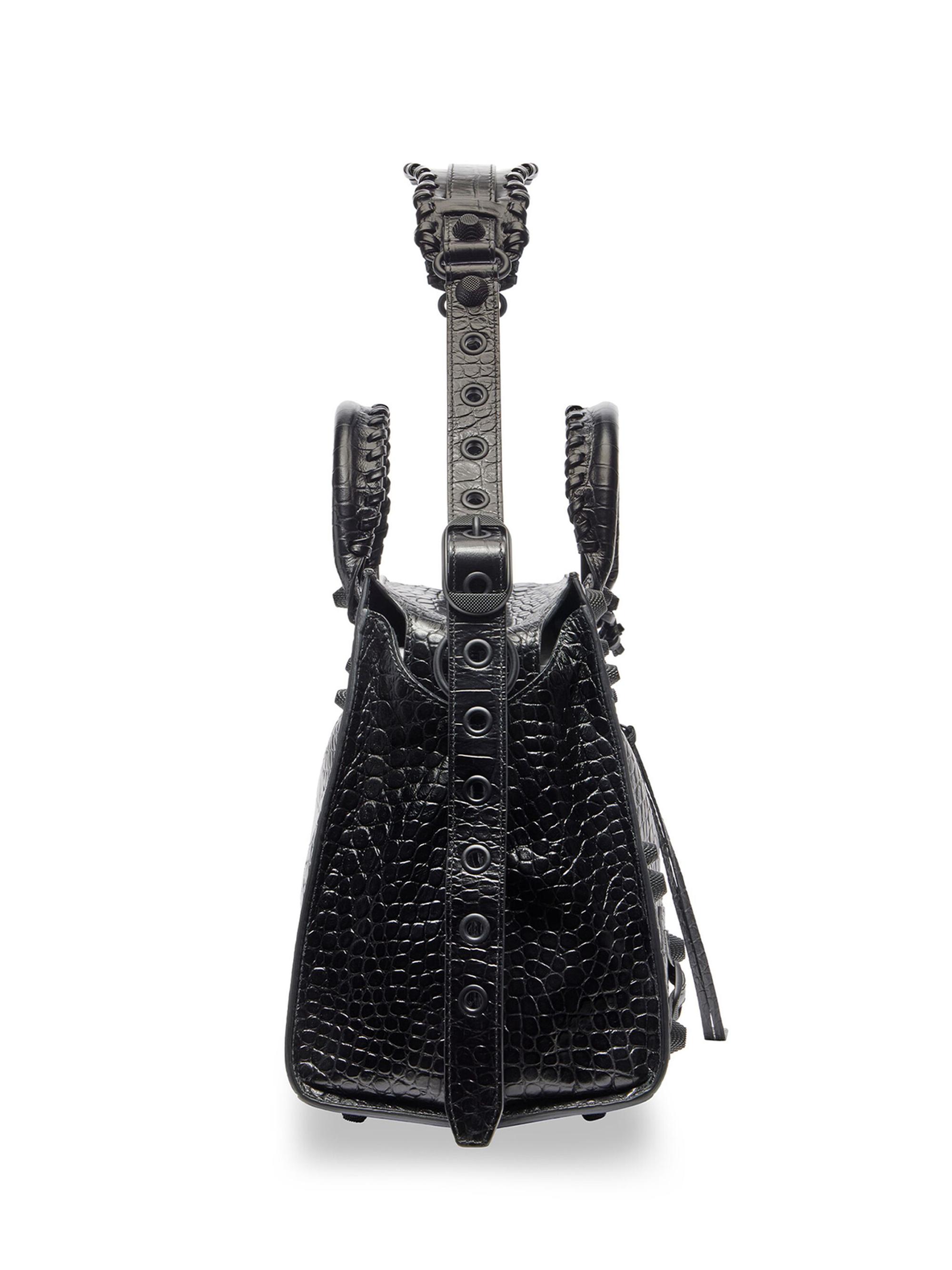 Balenciaga Neo Cagole City Top Handle Handbag Crocodile Embossed