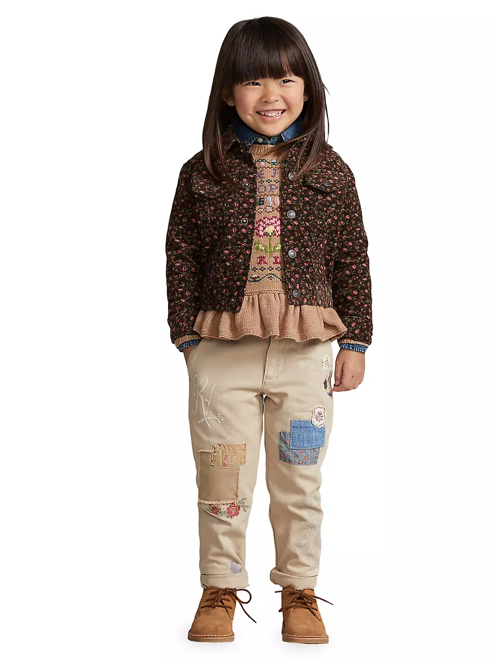 Little Girl's & Girl's Floral Corduroy Trucker Jacket
