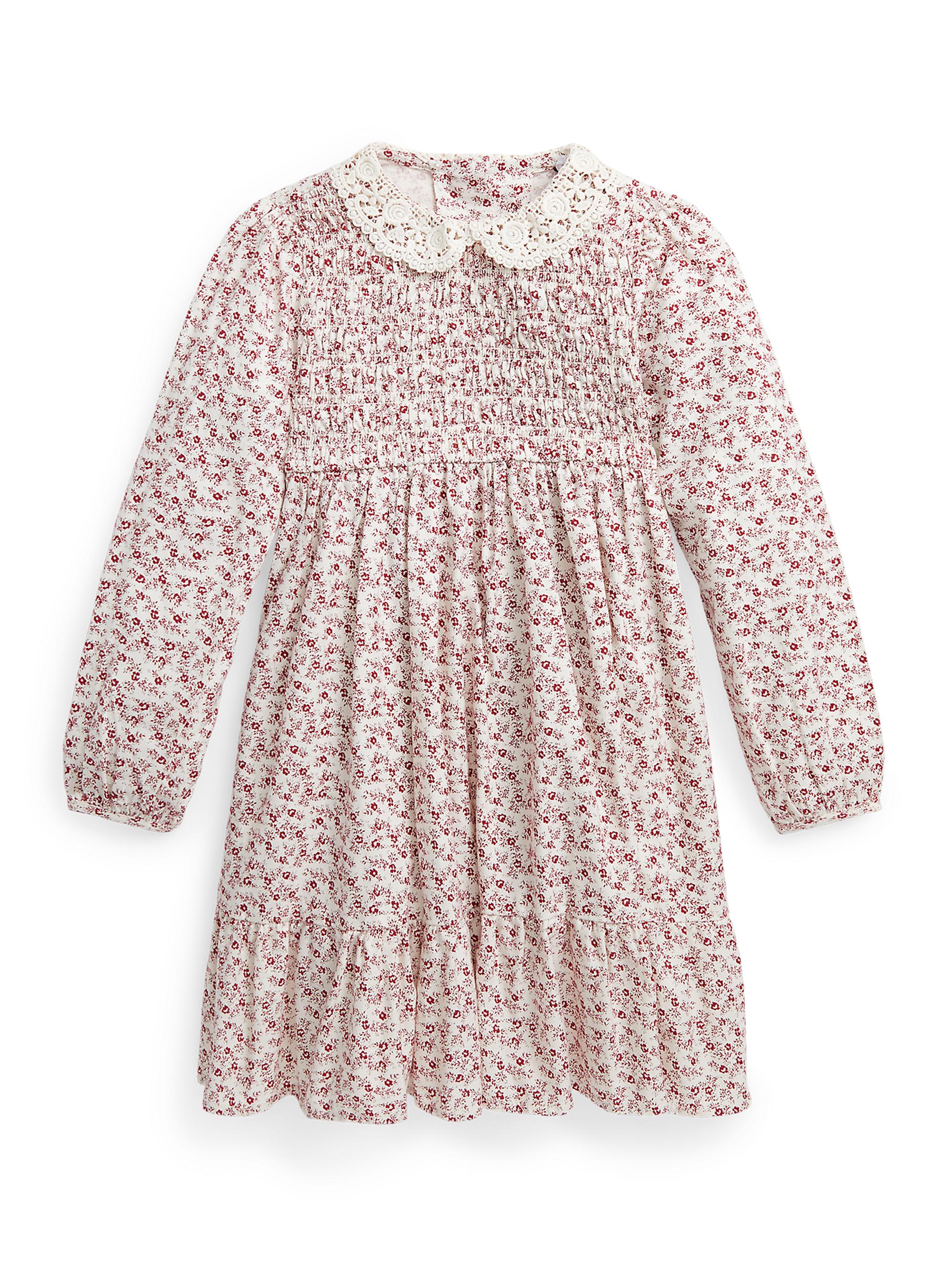ralph lauren floral smocked cotton dress Ralph Lauren Childrenswear Girls 2-6x Floral Smocked Cotton Jersey Dress