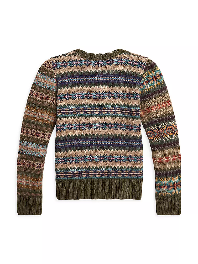Shop Polo Ralph Lauren Little Girl's & Girl's Mixed-Pattern Wool-Blend  Cardigan