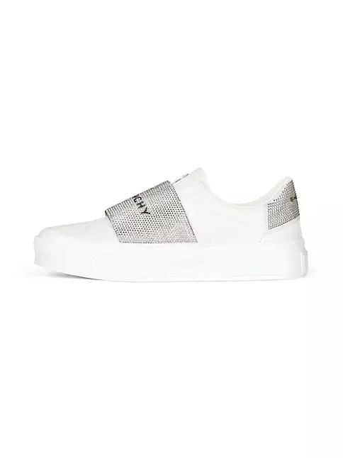 Shop Givenchy City Sport Sneakers in Leather with Strass Strap 