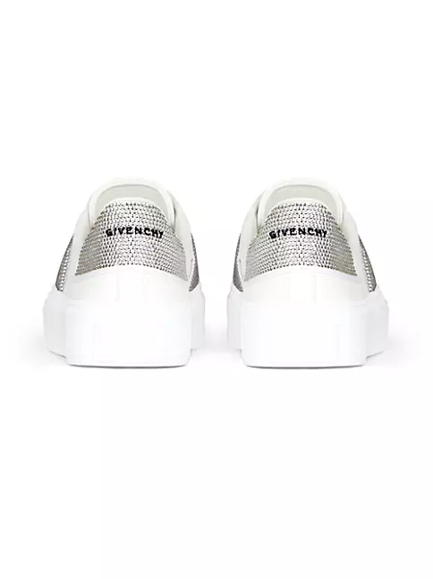Shop Givenchy City Sport Sneakers in Leather with Strass Strap 