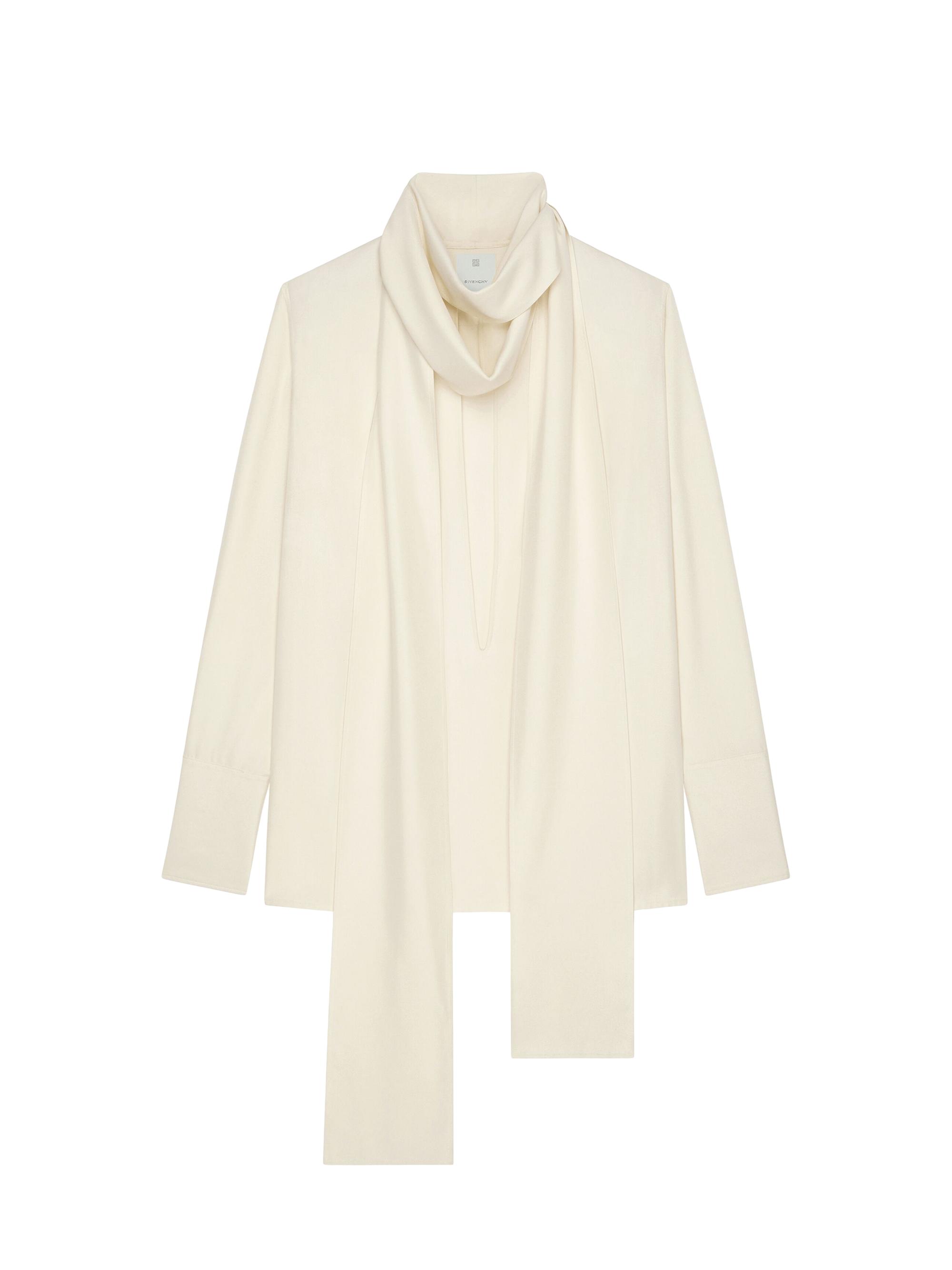 Givenchy Women's Blouse in Silk with Long Lavalliere - Cream