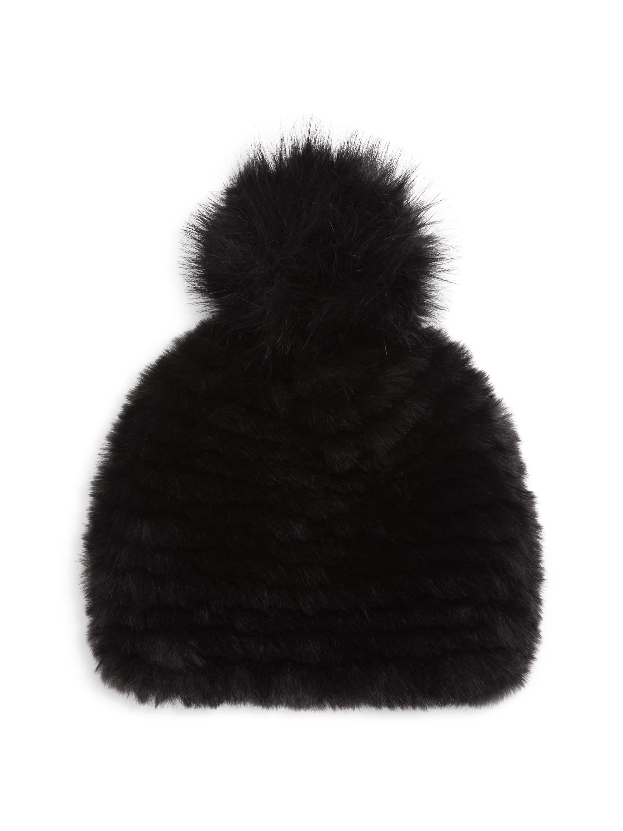 Jocelyn Women's Faux Fur Pom Pom Beanie - Black