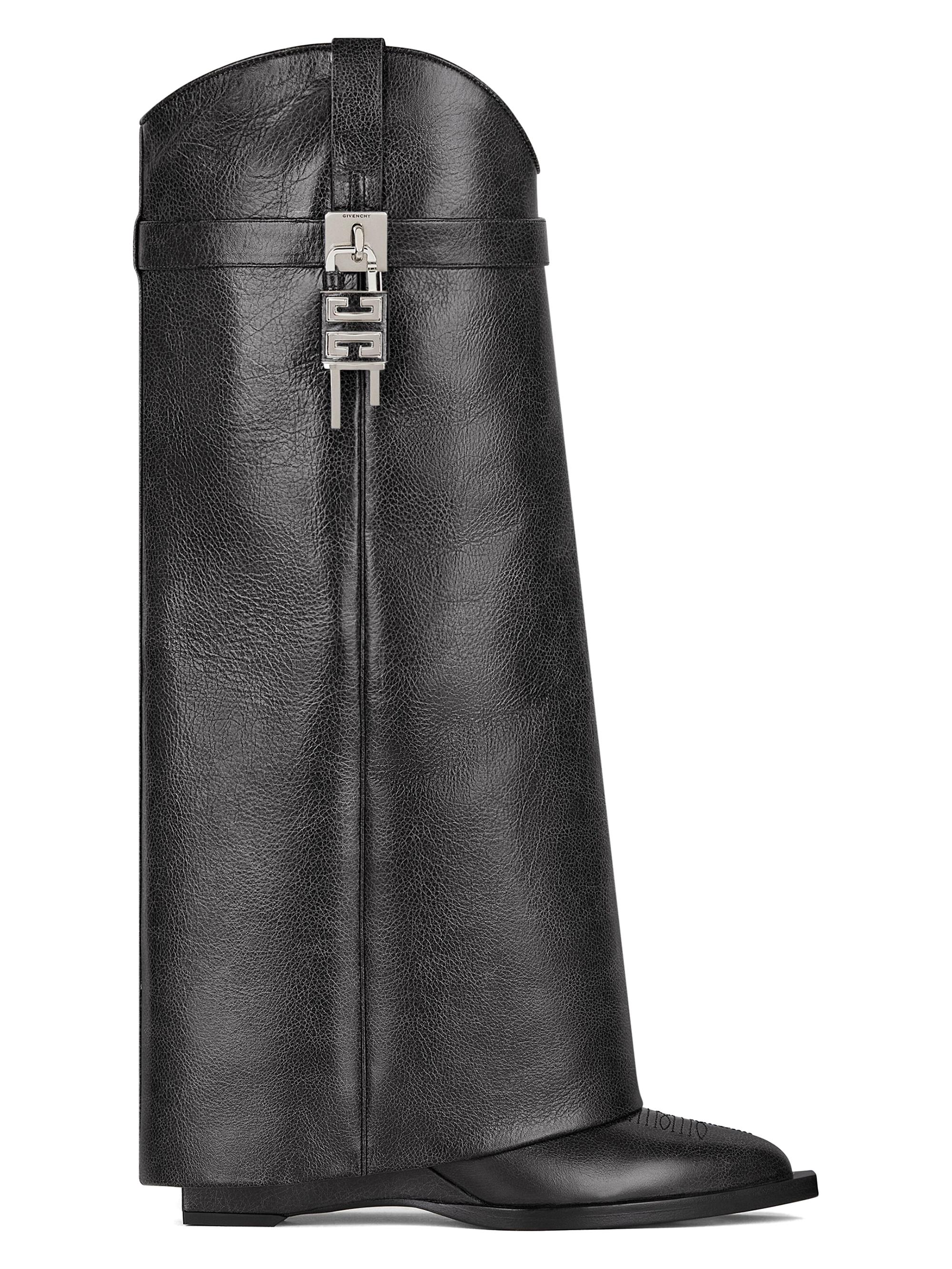 Givenchy Women's Shark Lock Cowboy Boots in Aged Leather - Black