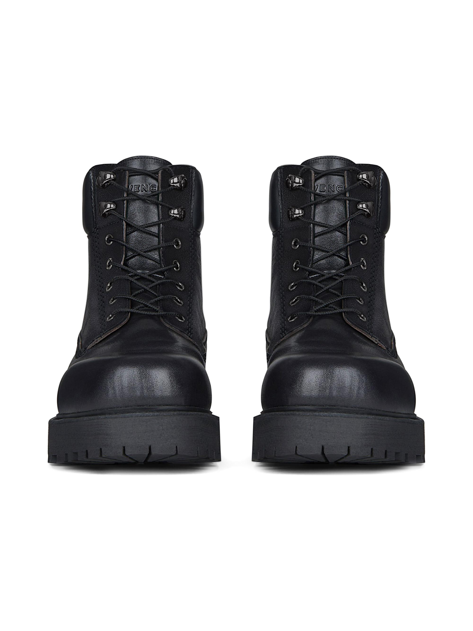 Givenchy Men's Show Ankle Work Boots In Shiny Leather - Black