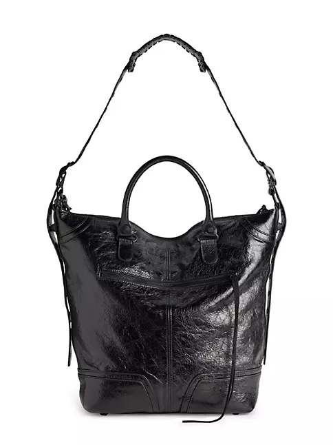 BALENCIAGA black leather CROCO GIANT 12 CITY MEDIUM Shoulder Bag