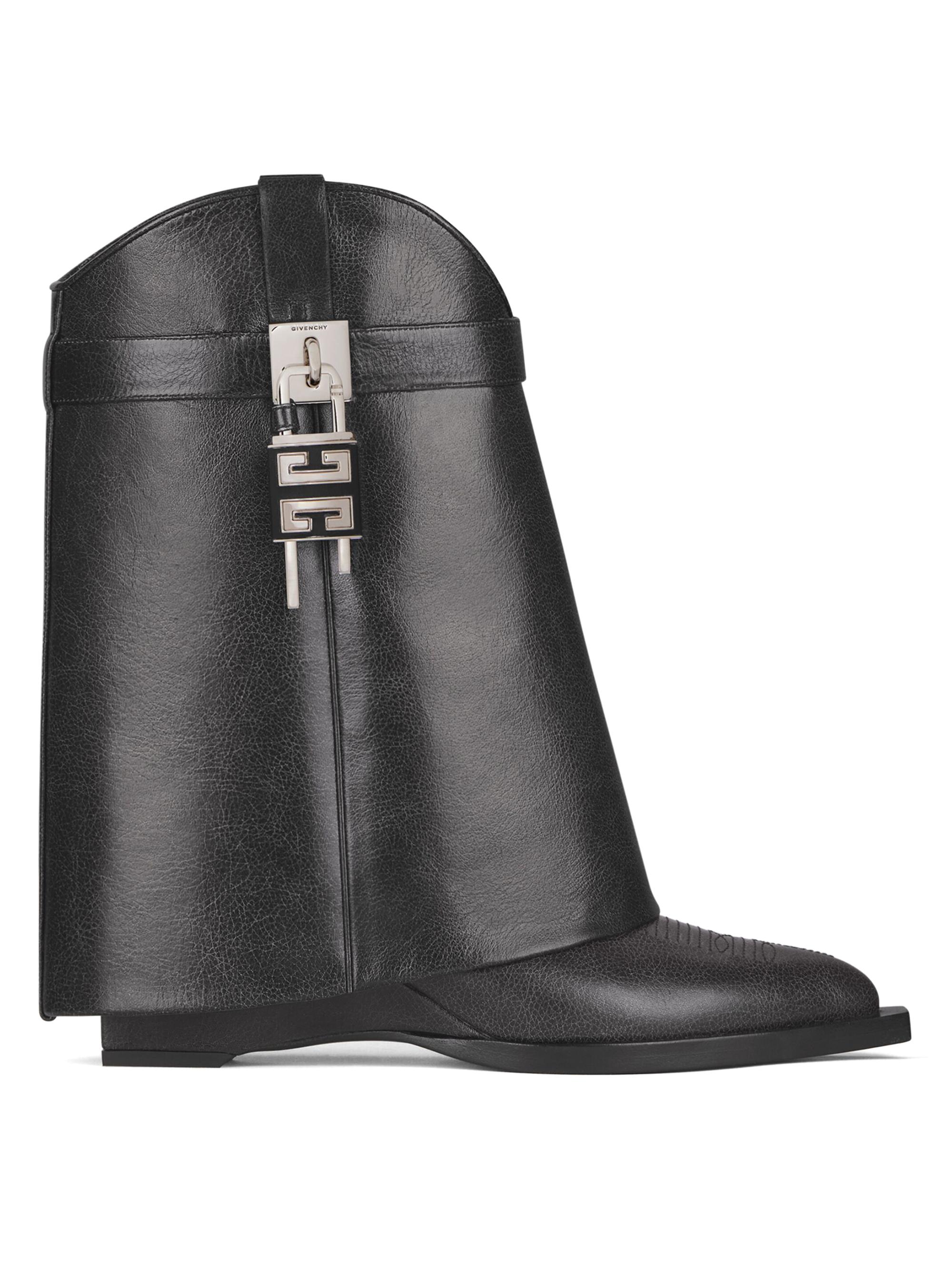 Givenchy Women's Shark Lock Cowboy Ankle Boots In Aged Leather - Black