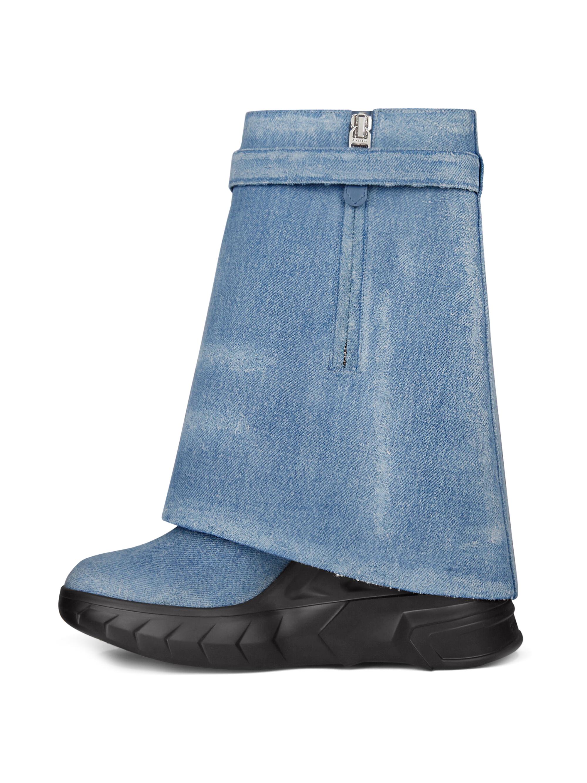 Givenchy Shark Lock Biker Ankle Boots in Denim | Saks Fifth Avenue