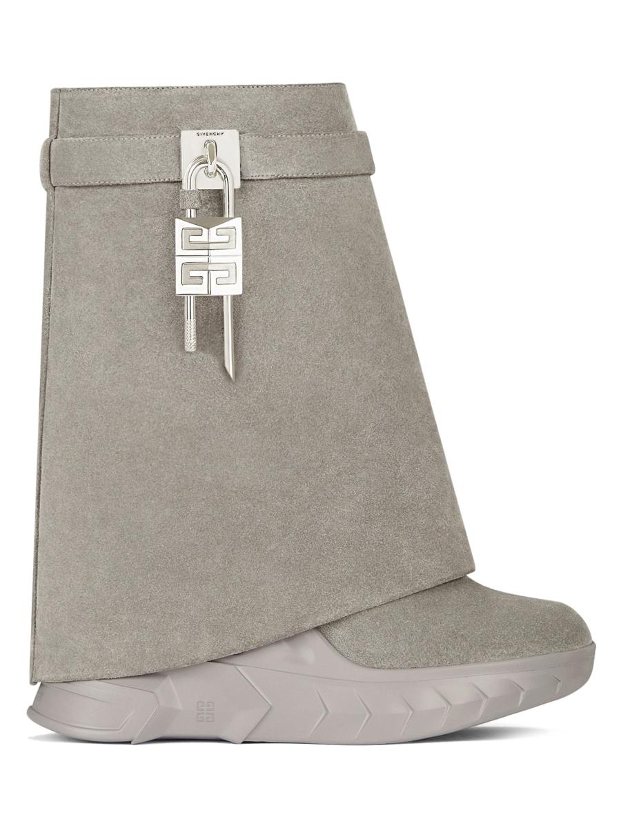 GIVENCHY 4Gロック装飾 カーフ製 Shark Lock Bikerブーツ*LILAC Shark Lock Biker ankle boots in leather with strass in