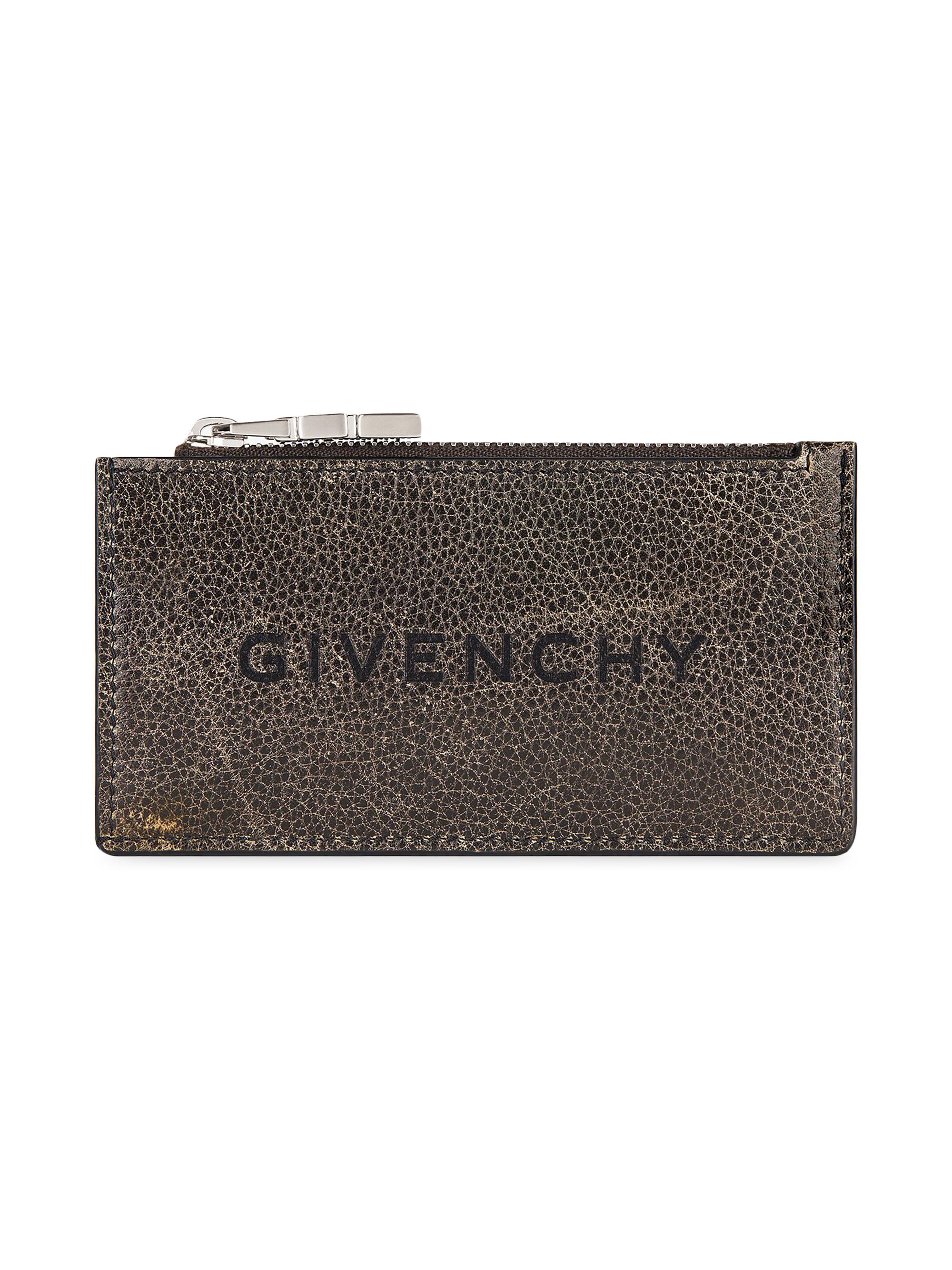Givenchy Men's Zipped Card Holder In Crackled Leather