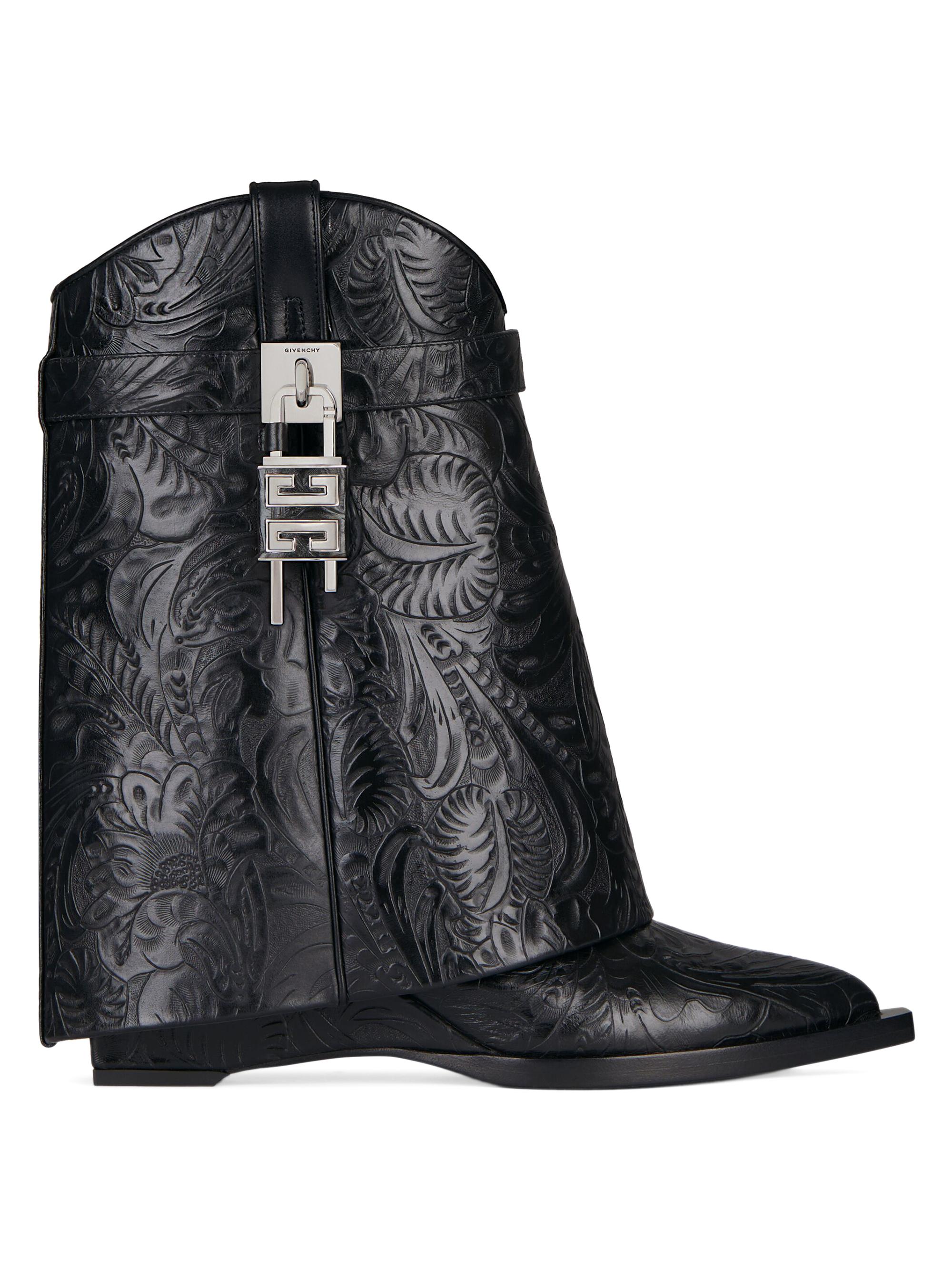 Givenchy Women's Shark Lock Cowboy Ankle Boots In Western Leather - Black