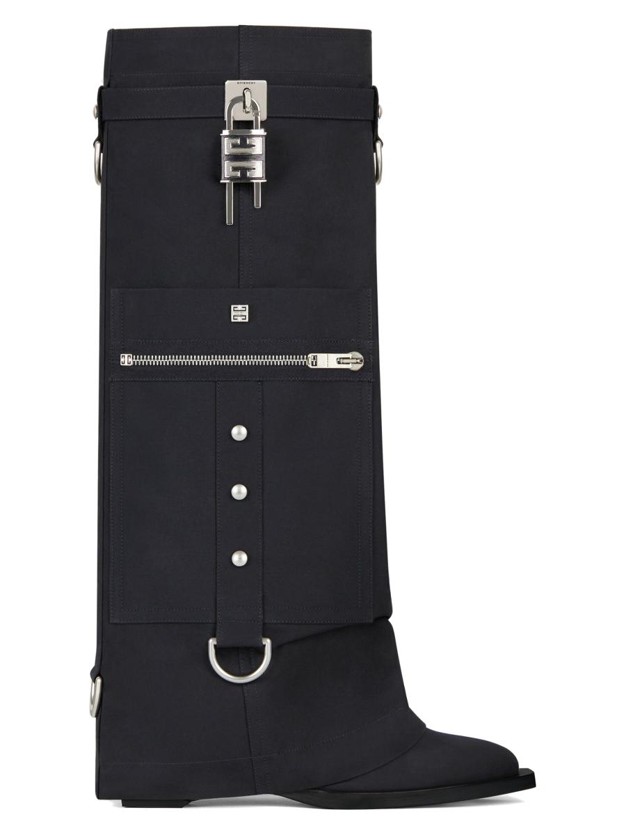 Givenchy Shark Lock Cowboy Boots with Pocket and Buckles