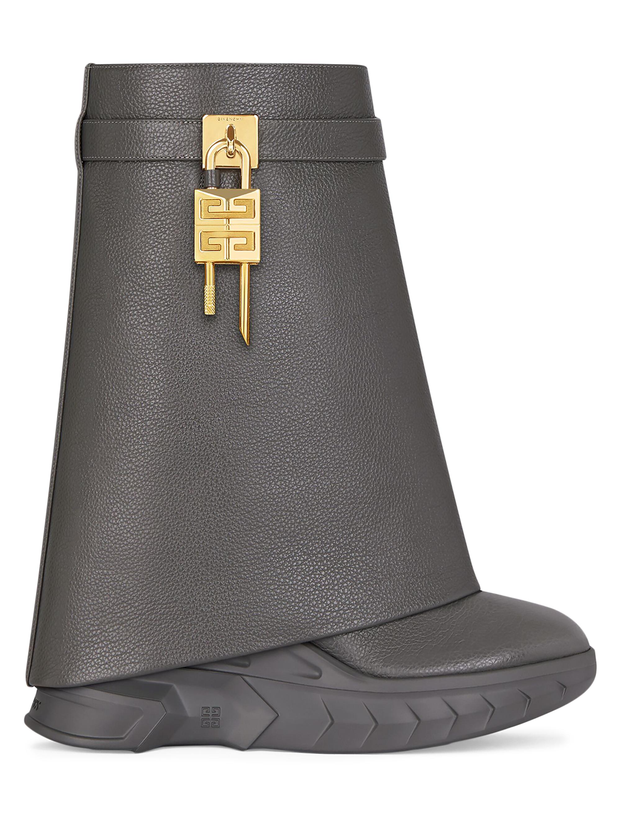 Givenchy Women's Shark Lock Biker Low Heel Ankle Boots in Grained Leather - Black