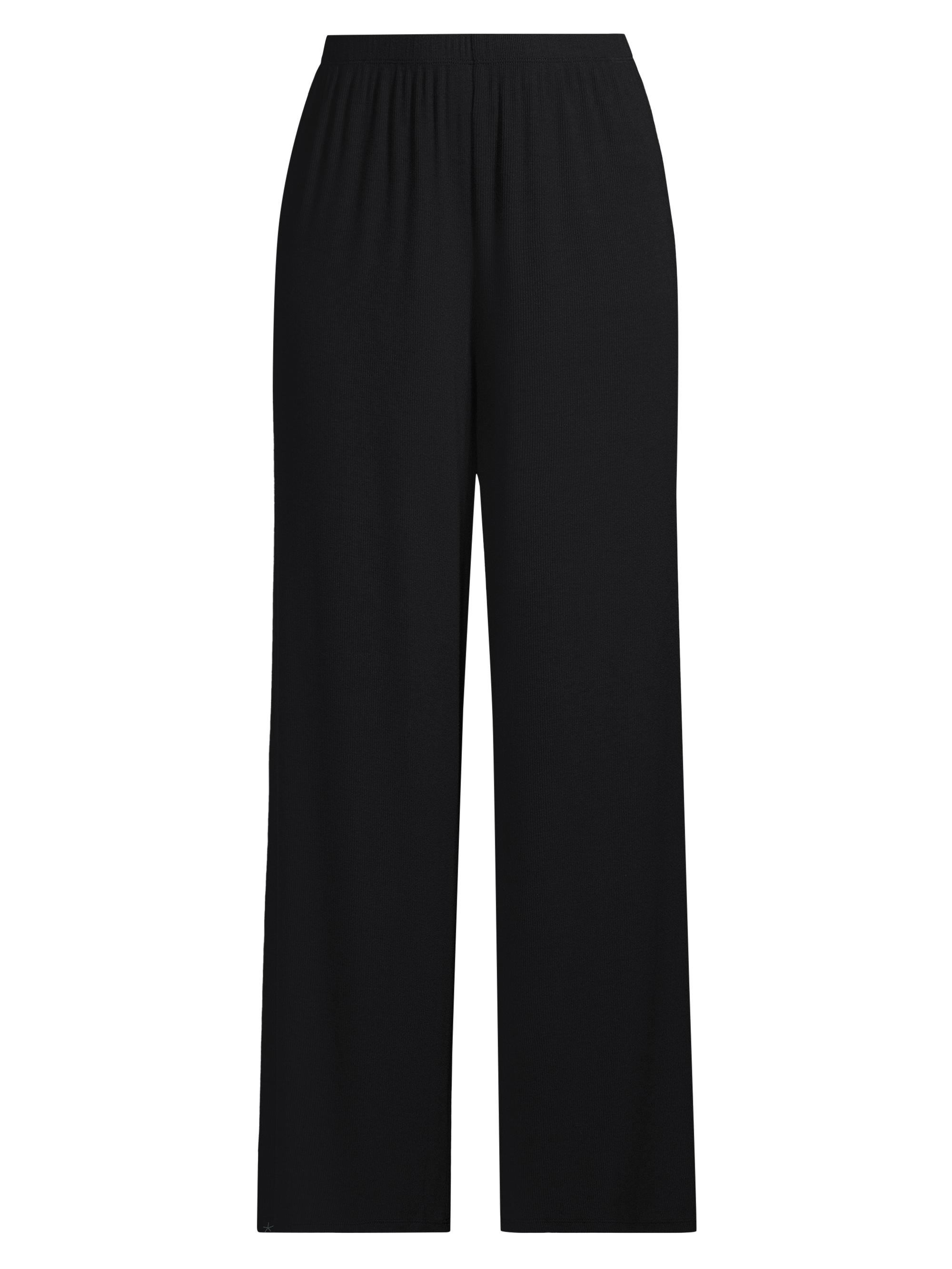 Barefoot Dreams Women's Malibu Ribbed Straight-Leg Pants - Black
