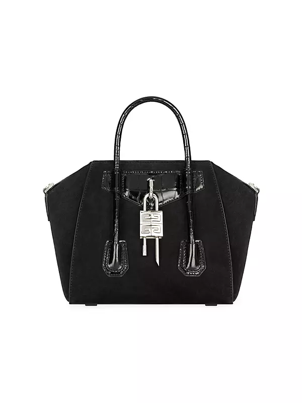 Mini Antigona Lock Top Handle Bag In Suede
