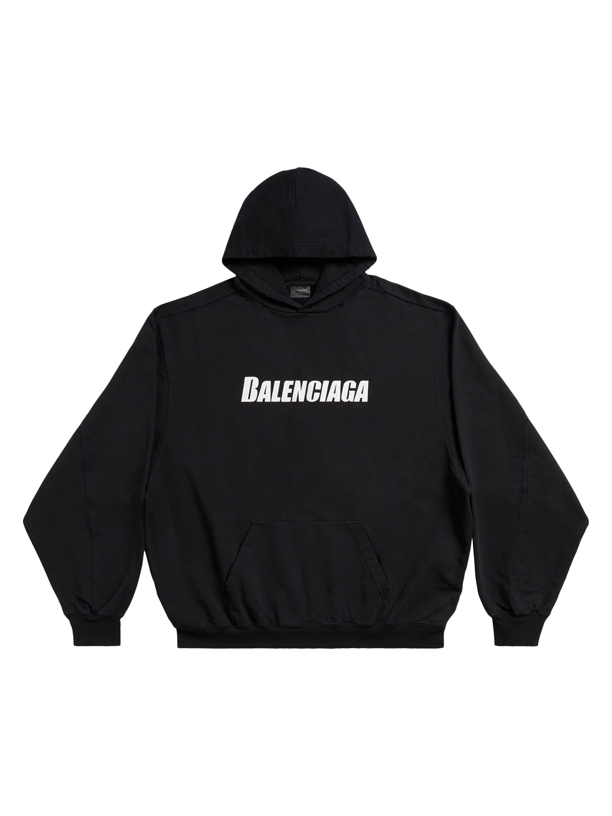 Balenciaga Destroyed Oversized Hoodie - Black