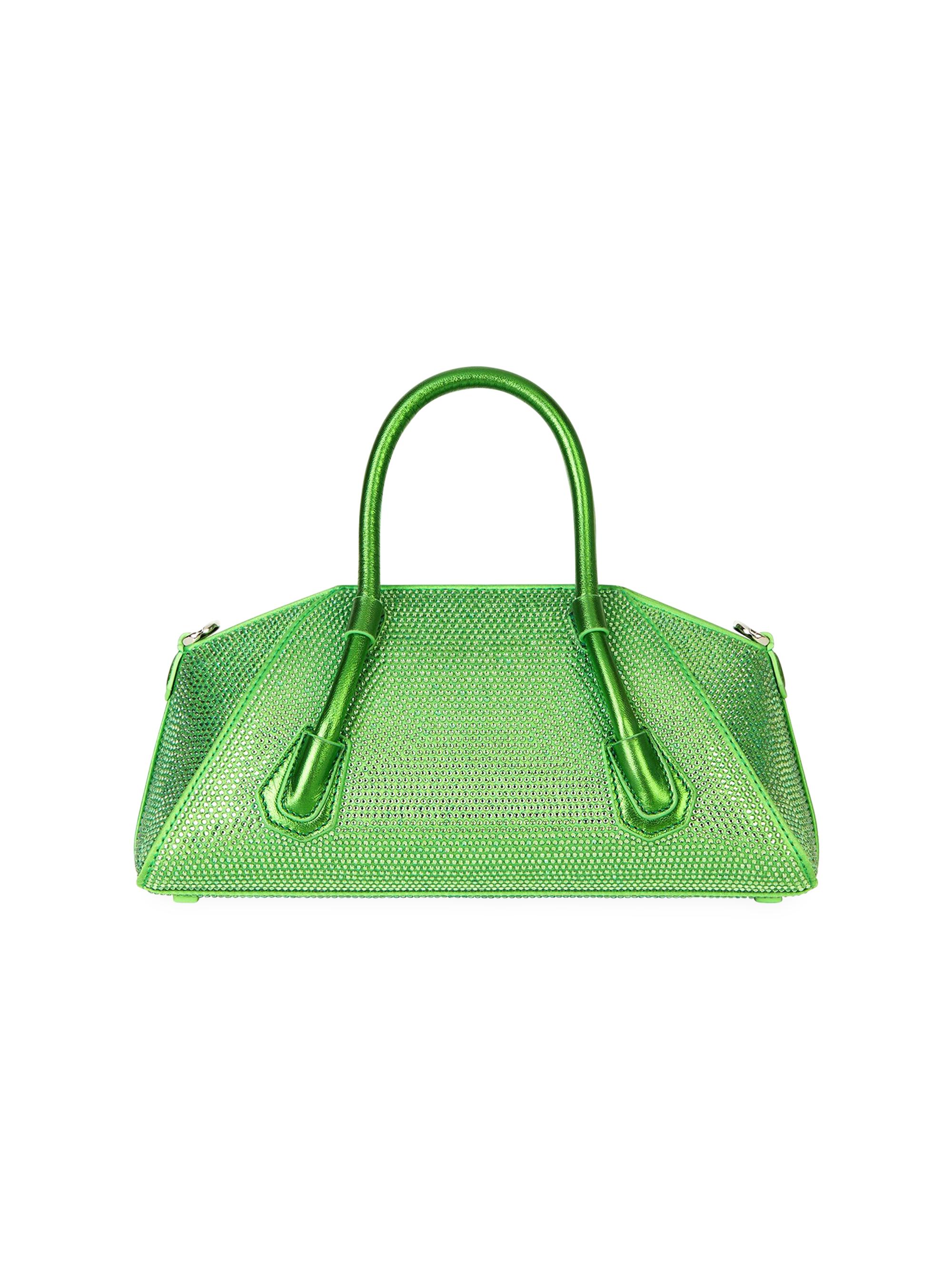 Givenchy Mini Antigona Stretch Top Handle Bag In Satin With Strass