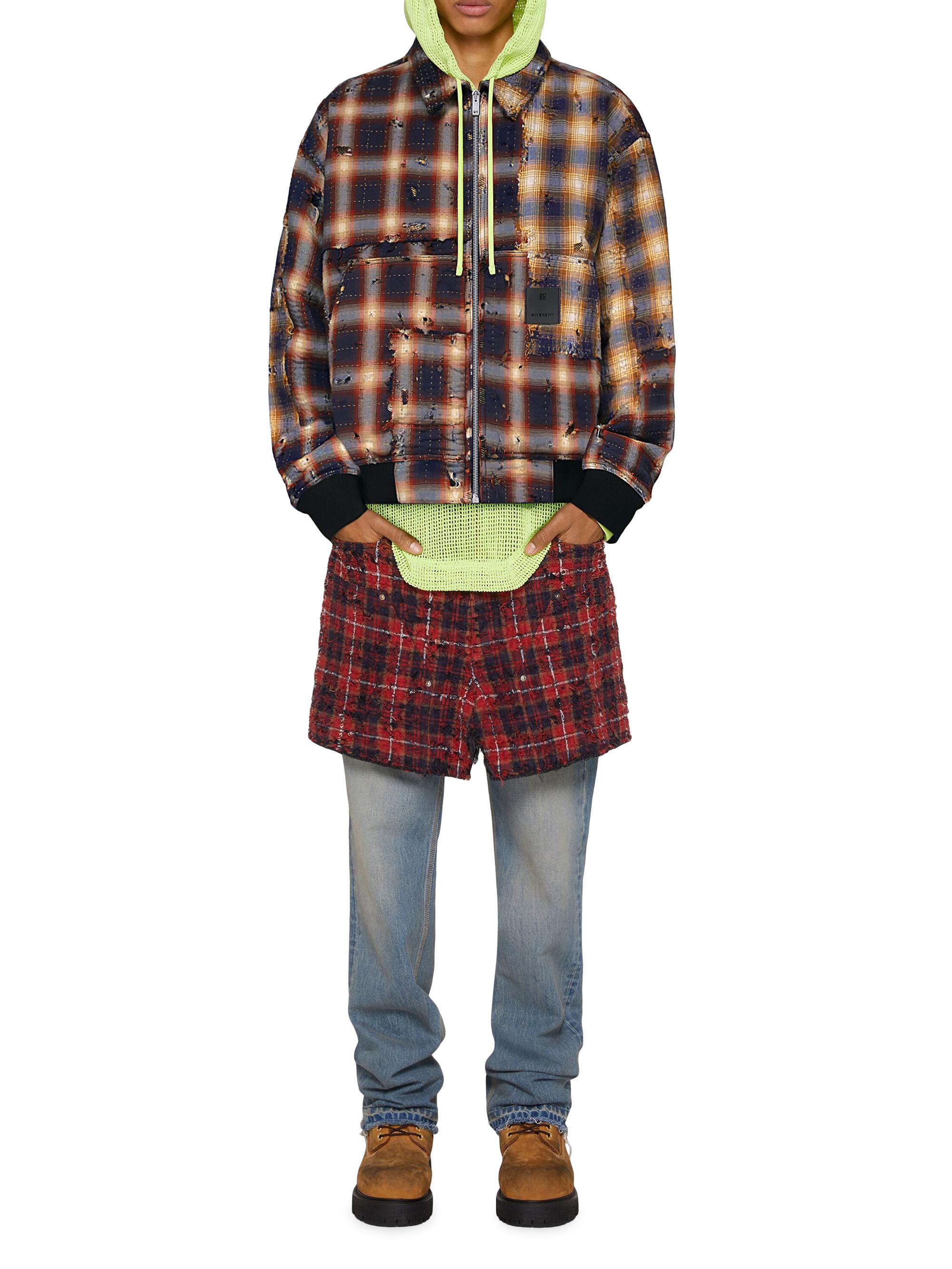 GIVENCHY ブルゾン Givenchy Oversized Jacket In Boro-Effect Destroyed Checked Denim