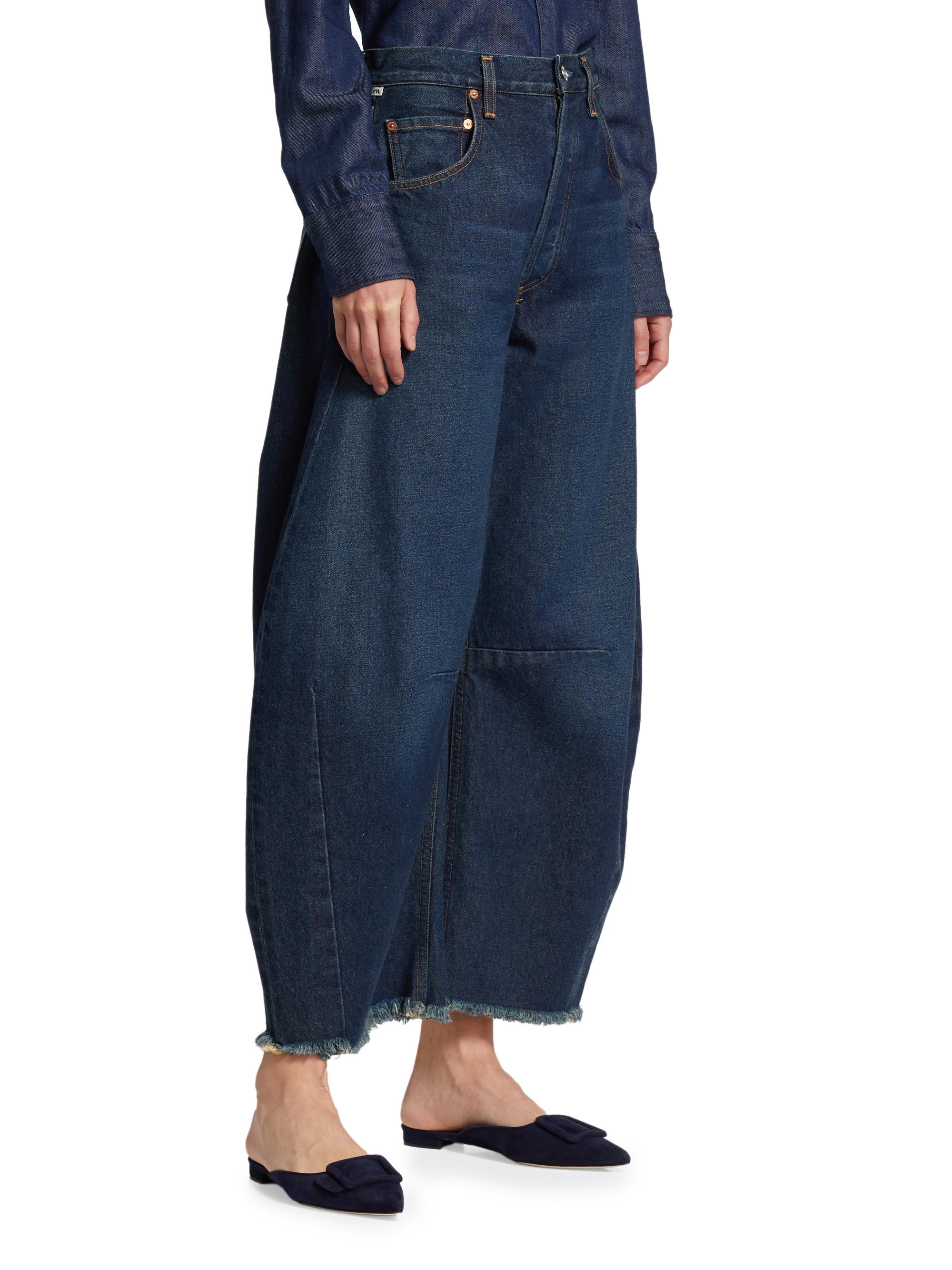 Citizens of Humanity Horseshoe Wide-Leg Frayed Jeans | Saks Fifth