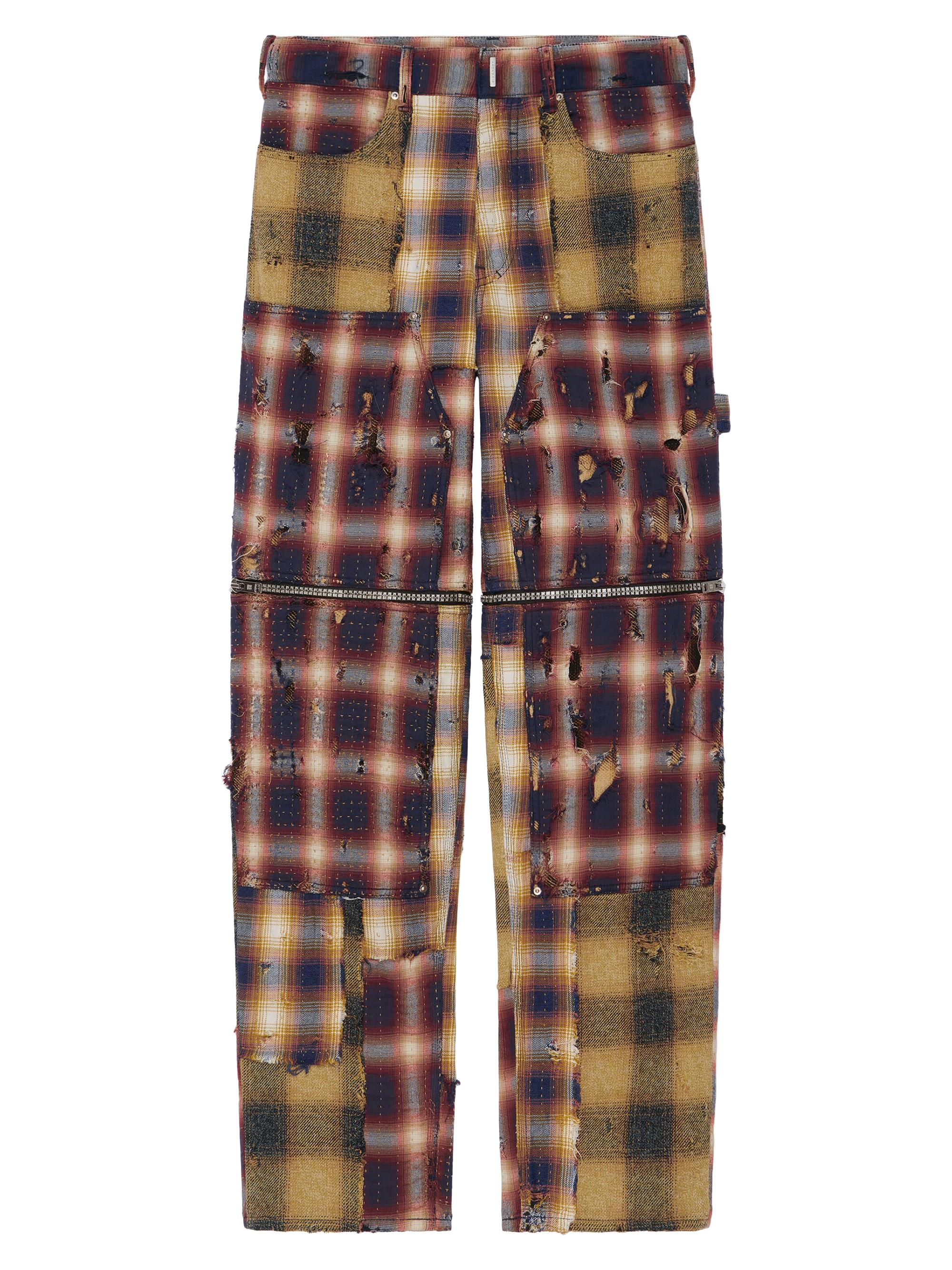 Givenchy Men's Two in One Detachable Pants in Boro-Effect Destroyed Denim - Multicolored
