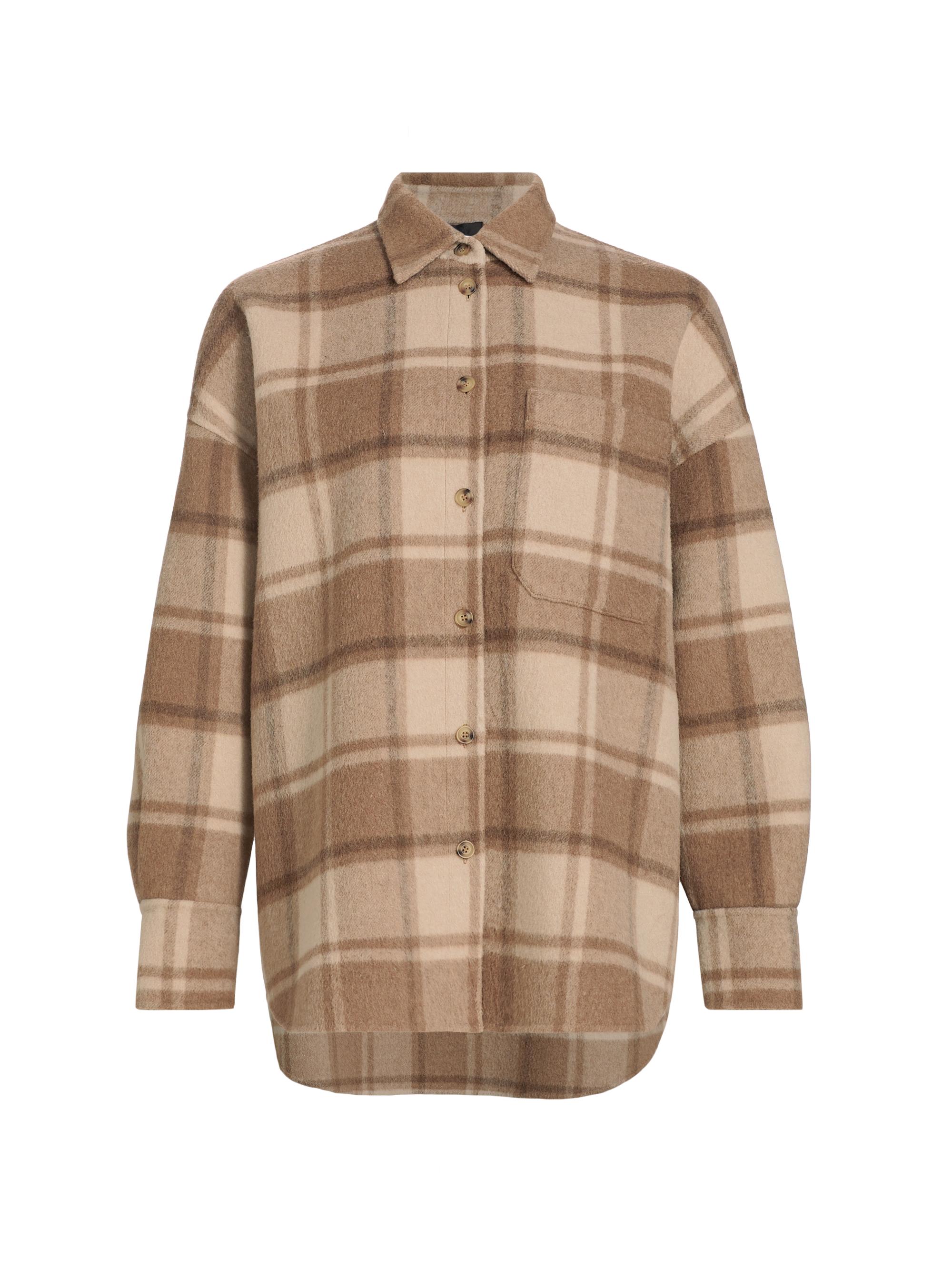 ATM Anthony Thomas Melillo Women's Flannel Plaid Shirt - Natural Beige Multi
