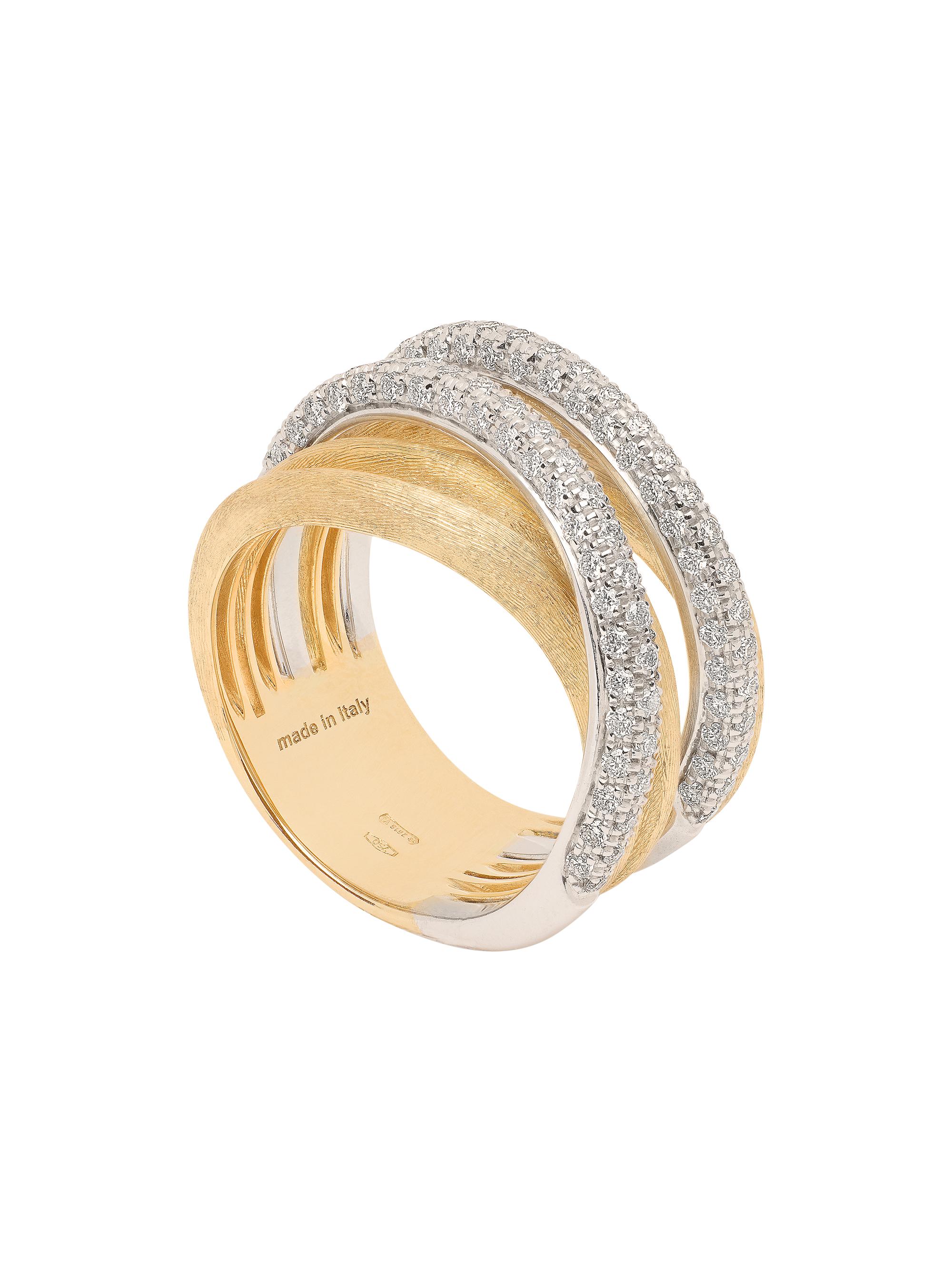 Marco Bicego Women's Jaipur Link Alta Two-Tone 18K Gold & 1.02 TCW Diamond Five-Band Ring - Yellow Gold