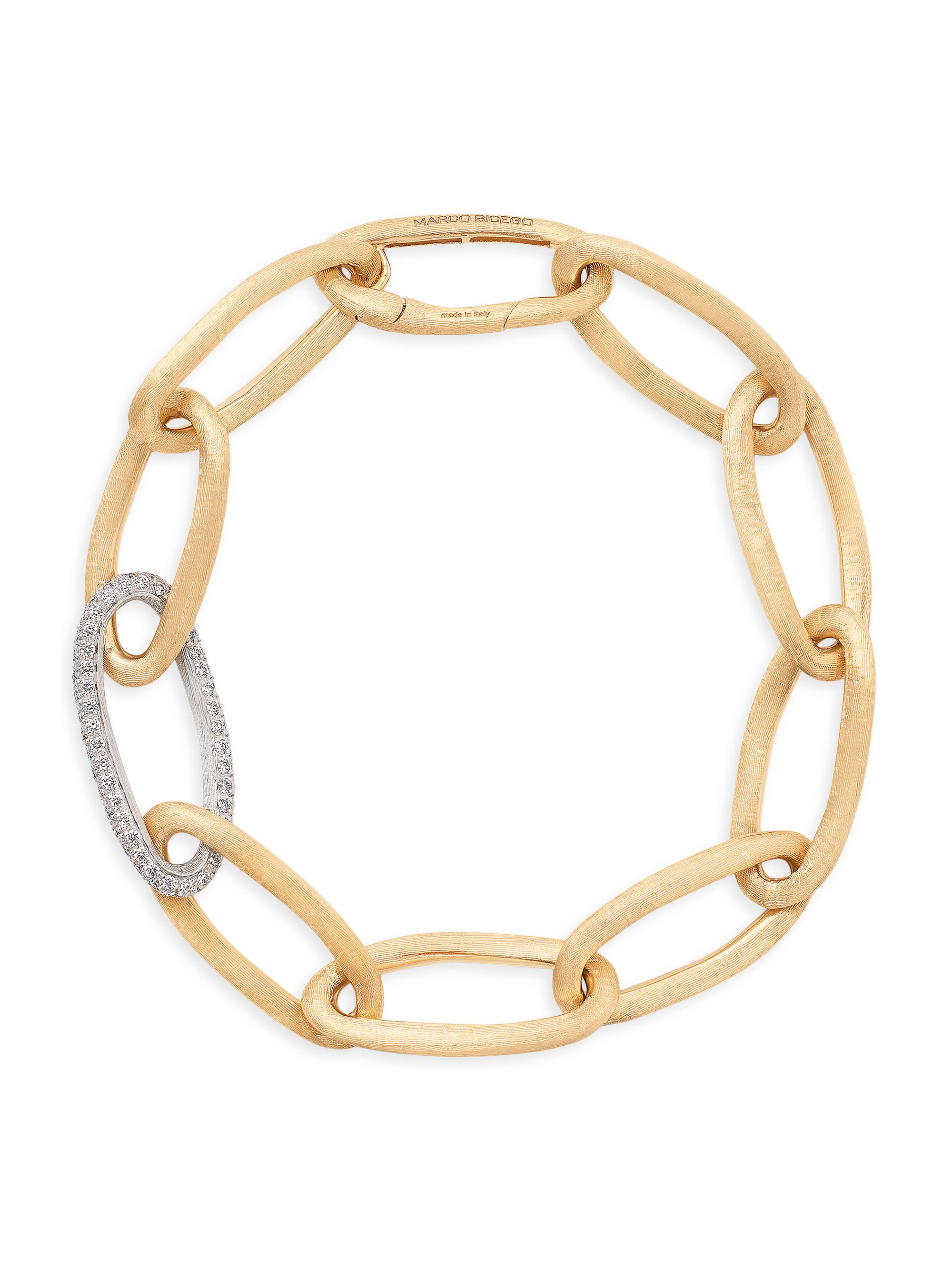 Marco Bicego Women's Jaipur Link Alta Two-Tone 18K Gold & 0.83 TCW Diamond Oval-Link Chain Bracelet - Yellow Gold