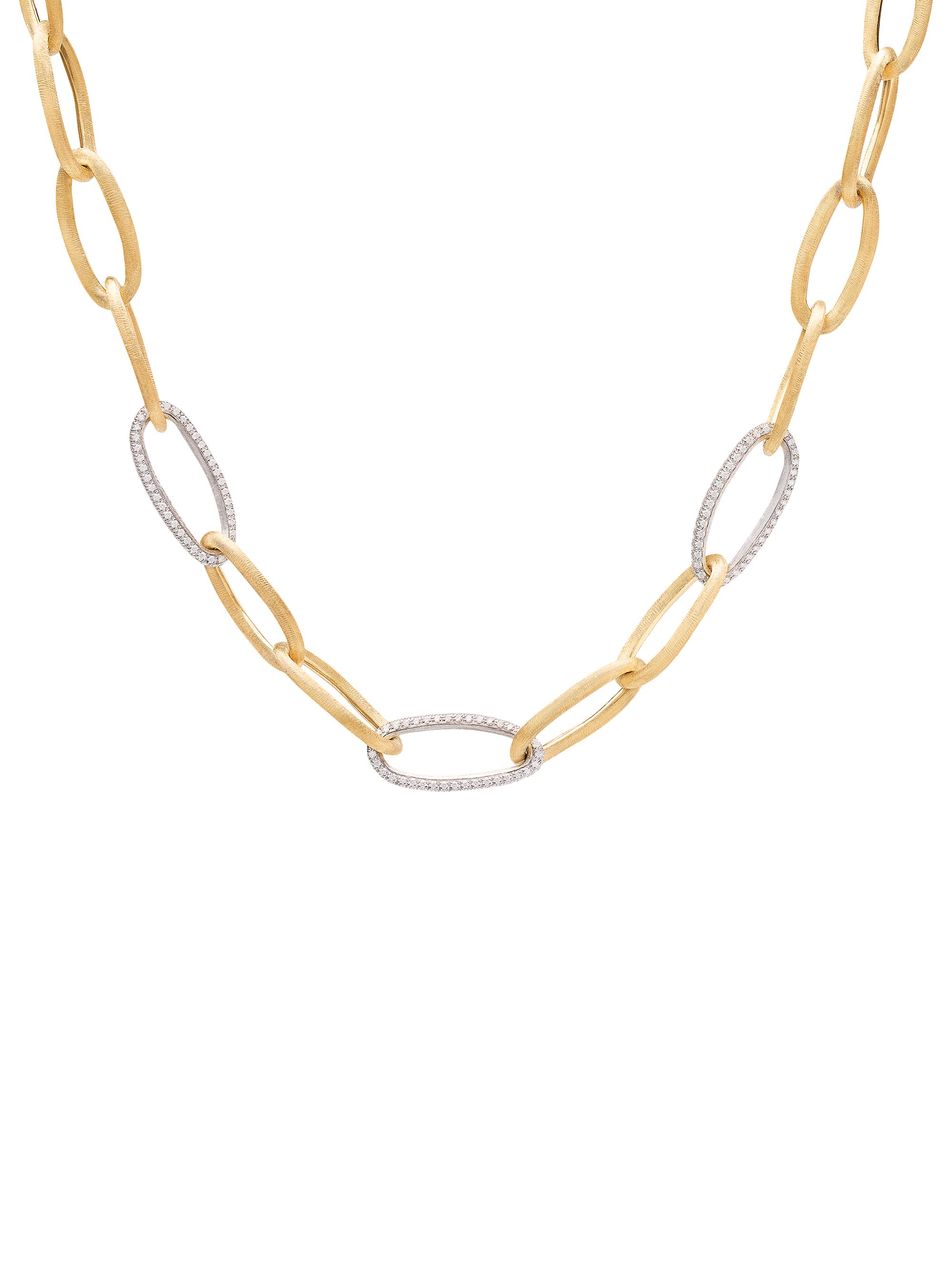 Marco Bicego Women's Jaipur Link Alta Two-Tone 18K Gold & 2.5 TCW Diamond Oval-Link Chain Necklace - Yellow Gold