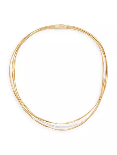 Marrakech Two-Tone 18K Gold & 0.3 TCW Diamond Triple-Layered Necklace